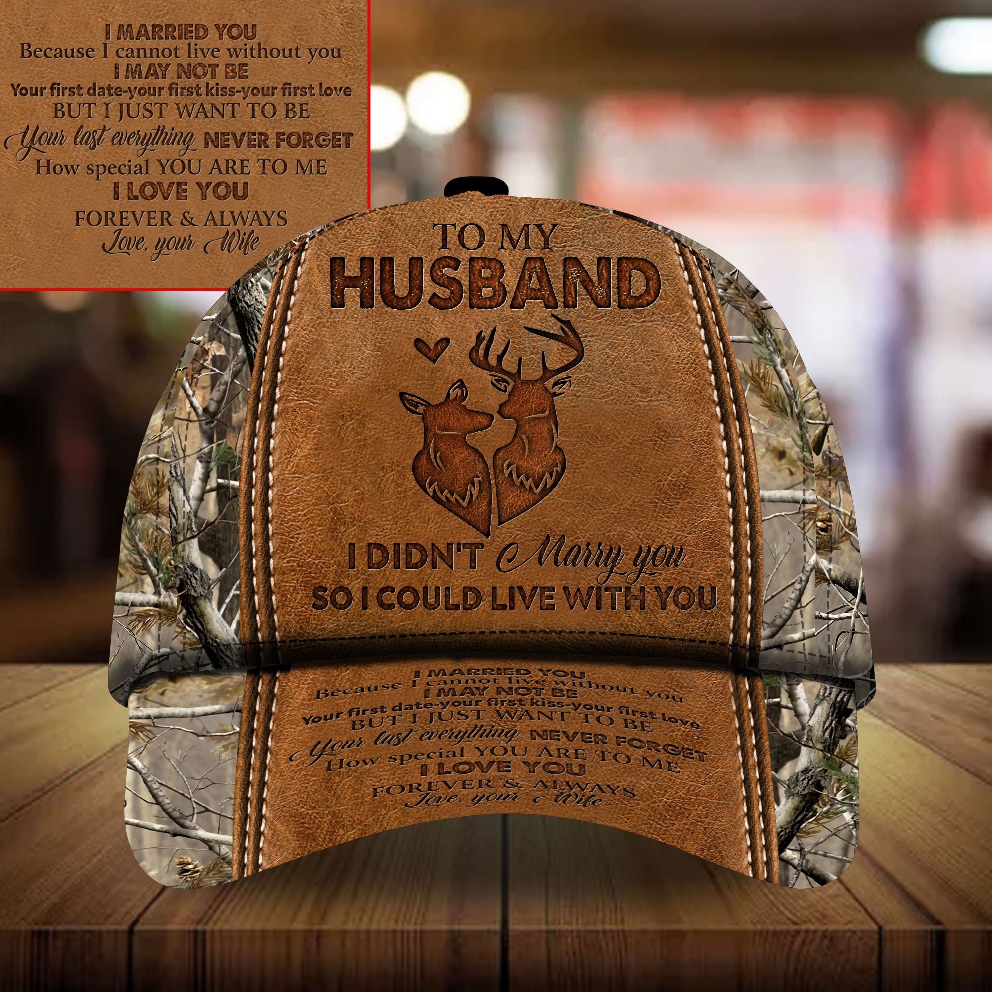 Premium To My Husband Deer Hunting Hats 3D Multicolor Trucker Hats Custom Hats Gifts For Men & Women