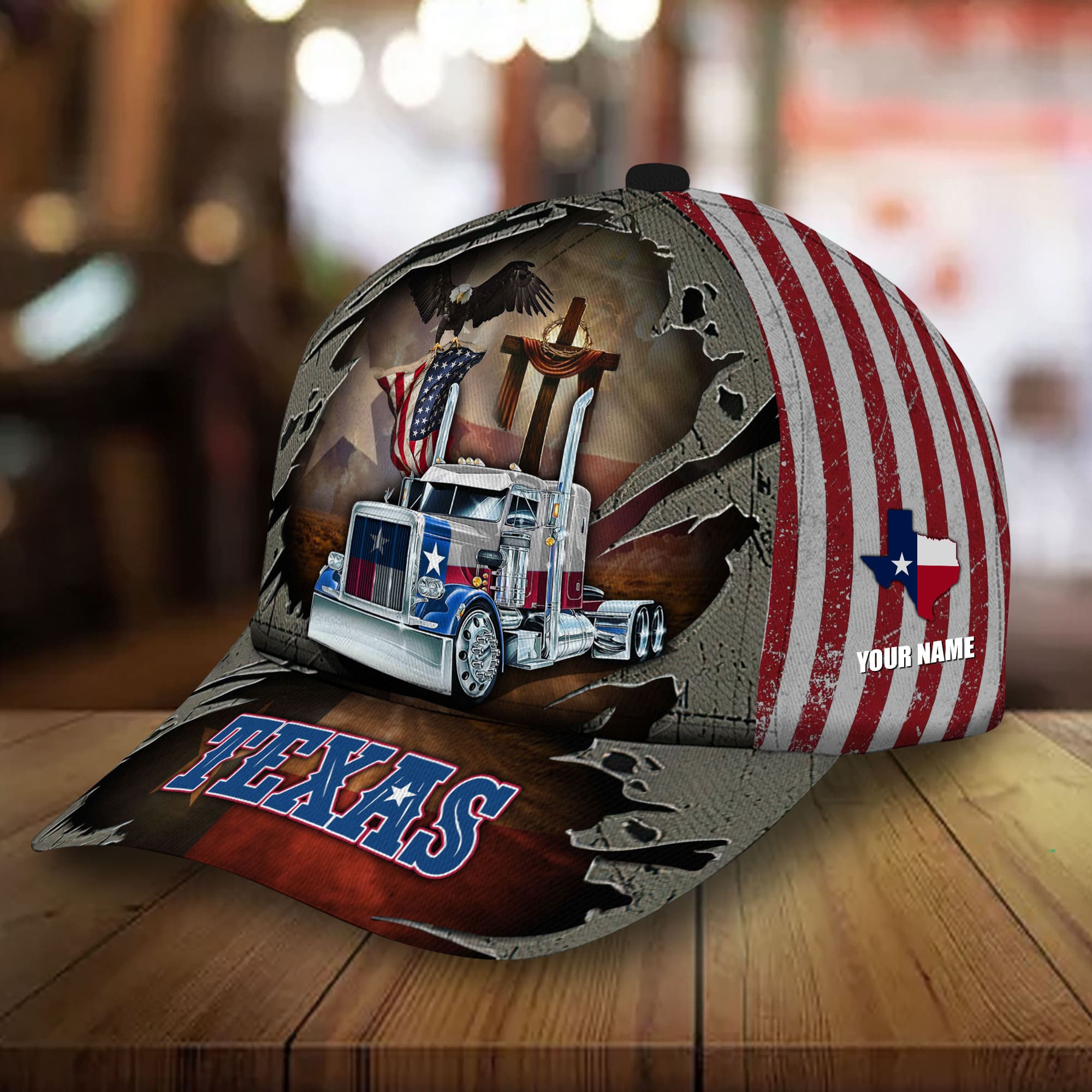 Premium Truck And Eagle 3D Hat Cracked Personalized Trucker Hats Custom Hats Gifts For Men & Women