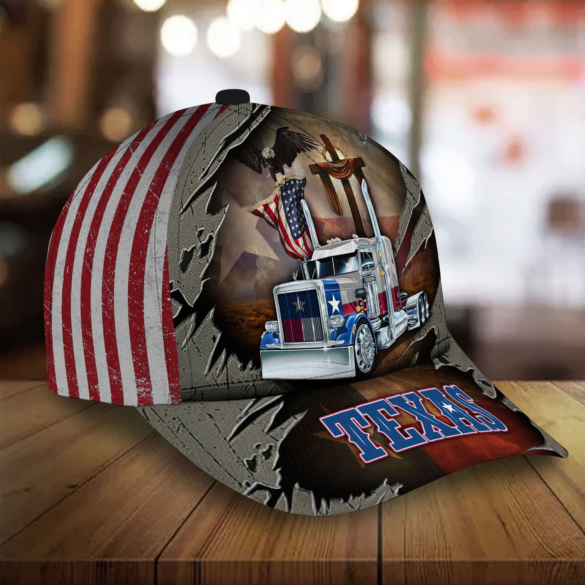 Premium Truck And Eagle 3D Hat Cracked Personalized Trucker Hats Custom Hats Gifts For Men & Women