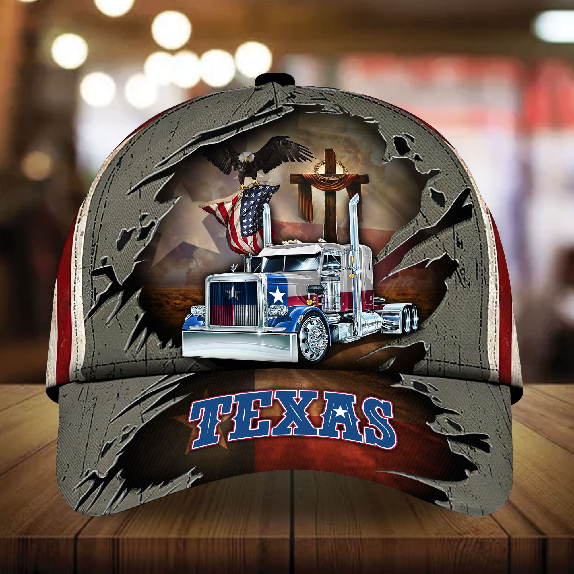 Premium Truck And Eagle 3D Hat Cracked Personalized Trucker Hats Custom Hats Gifts For Men & Women