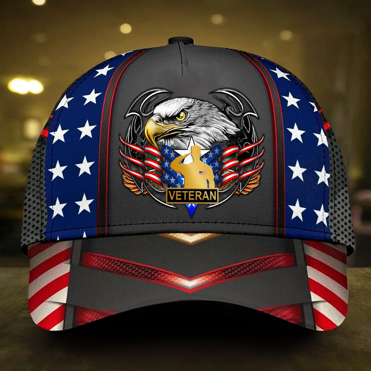 Premium U.S Multiple Service Veteran 3D Cap Trucker Hats Custom Hats Gifts For Men & Women