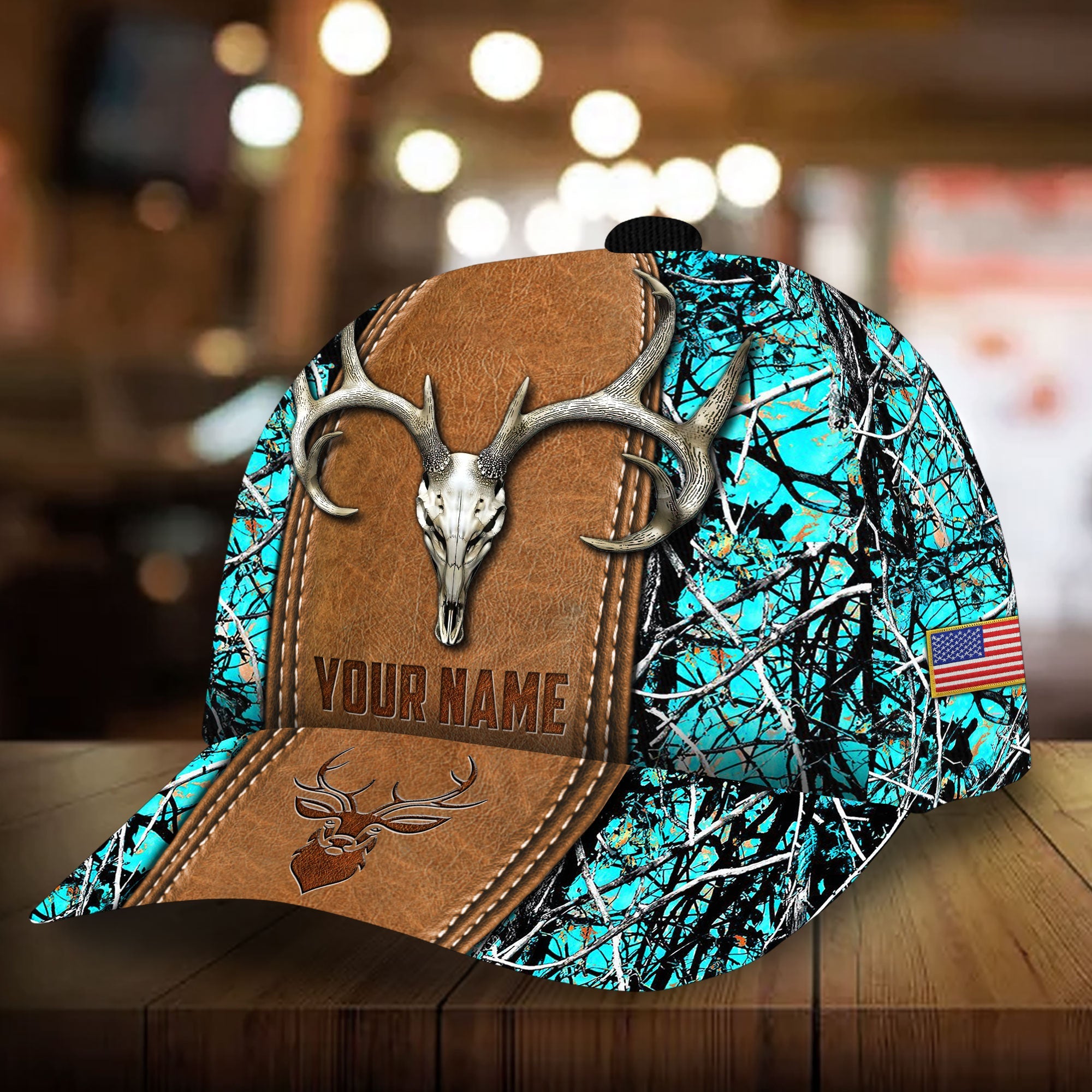 Premium Uinque Deer Hunting 3D Hats Leather Printed Multicolored Personalized Trucker Hats Custom Hats Gifts For Men & Women