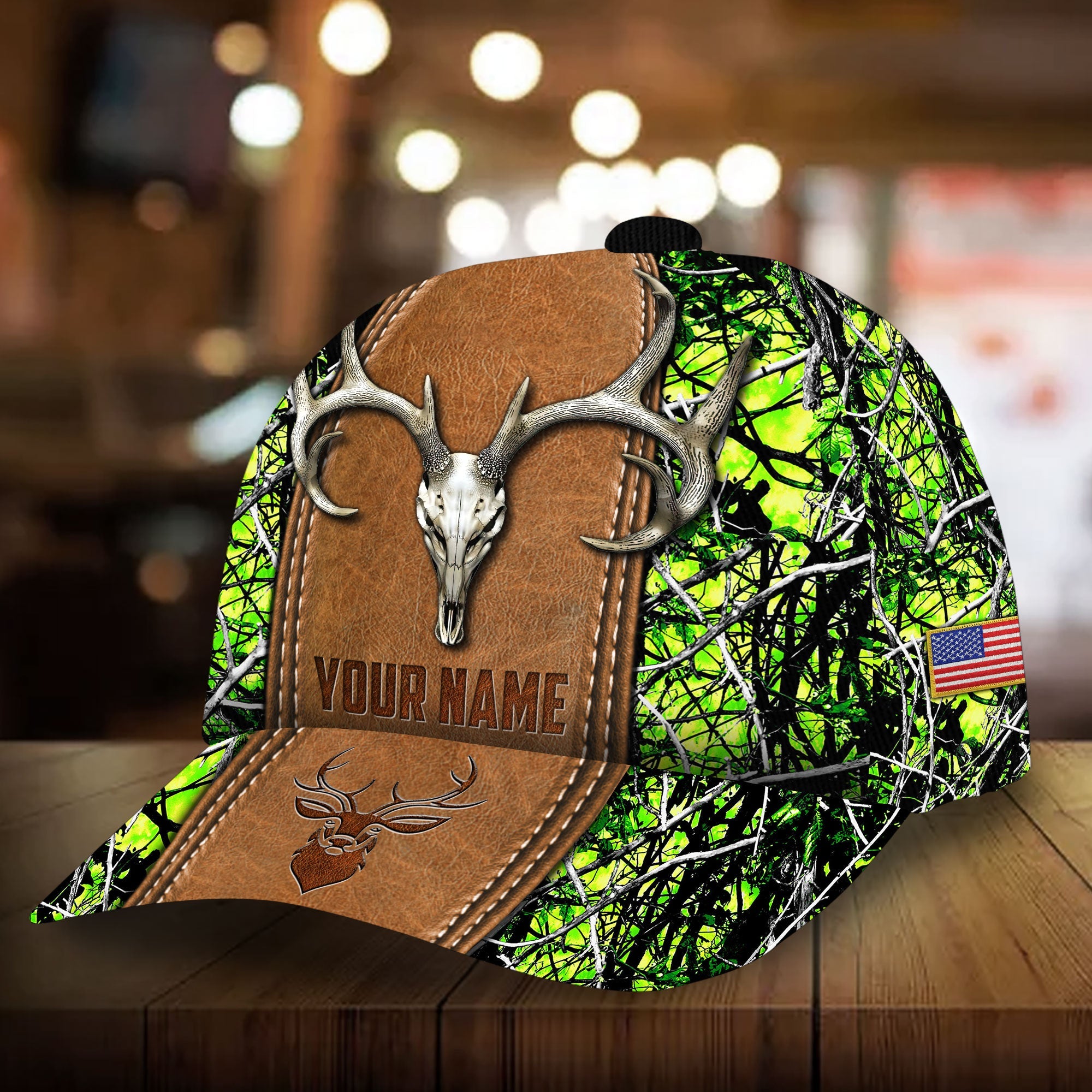 Premium Uinque Deer Hunting 3D Hats Leather Printed Multicolored Personalized Trucker Hats Custom Hats Gifts For Men & Women