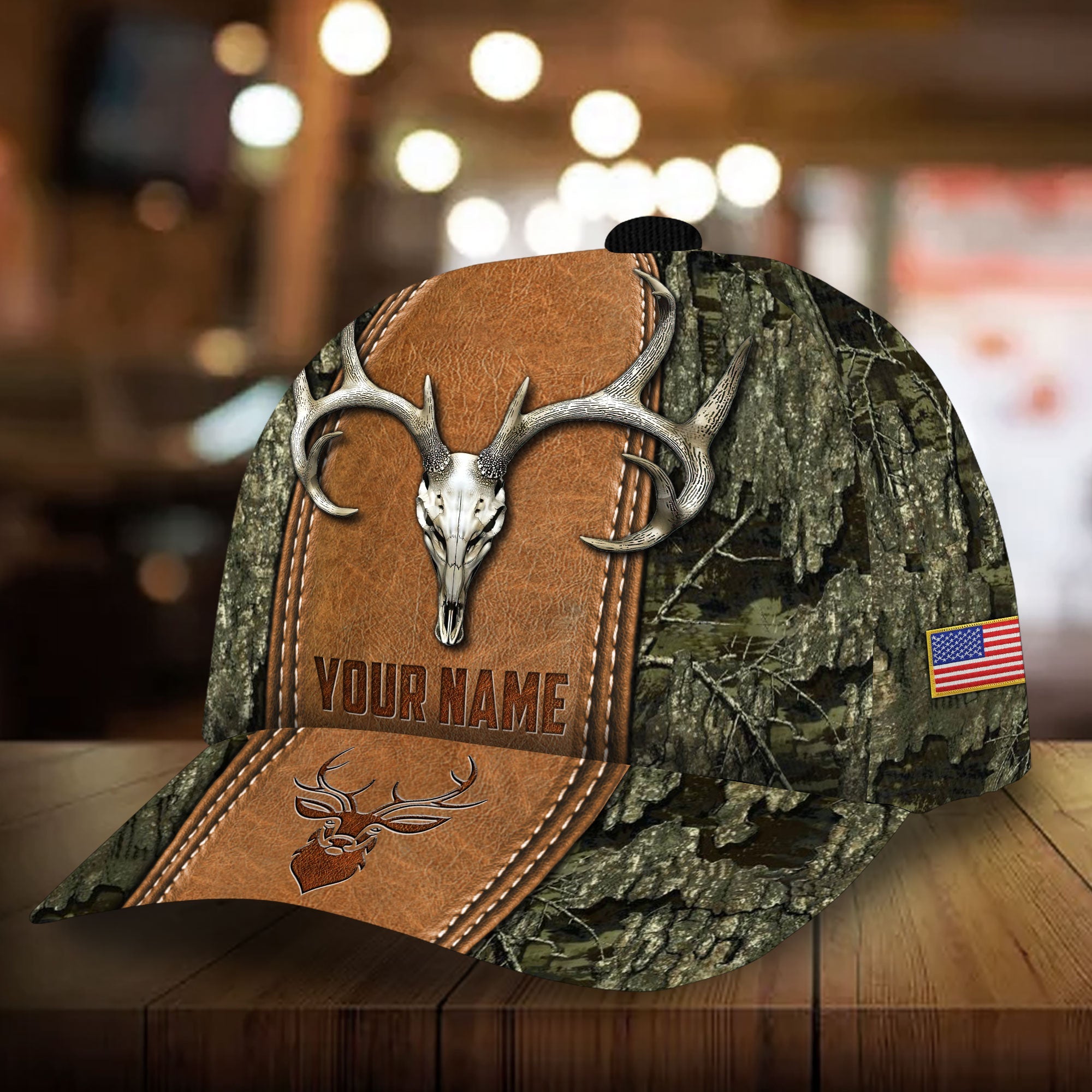 Premium Uinque Deer Hunting 3D Hats Leather Printed Multicolored Personalized Trucker Hats Custom Hats Gifts For Men & Women