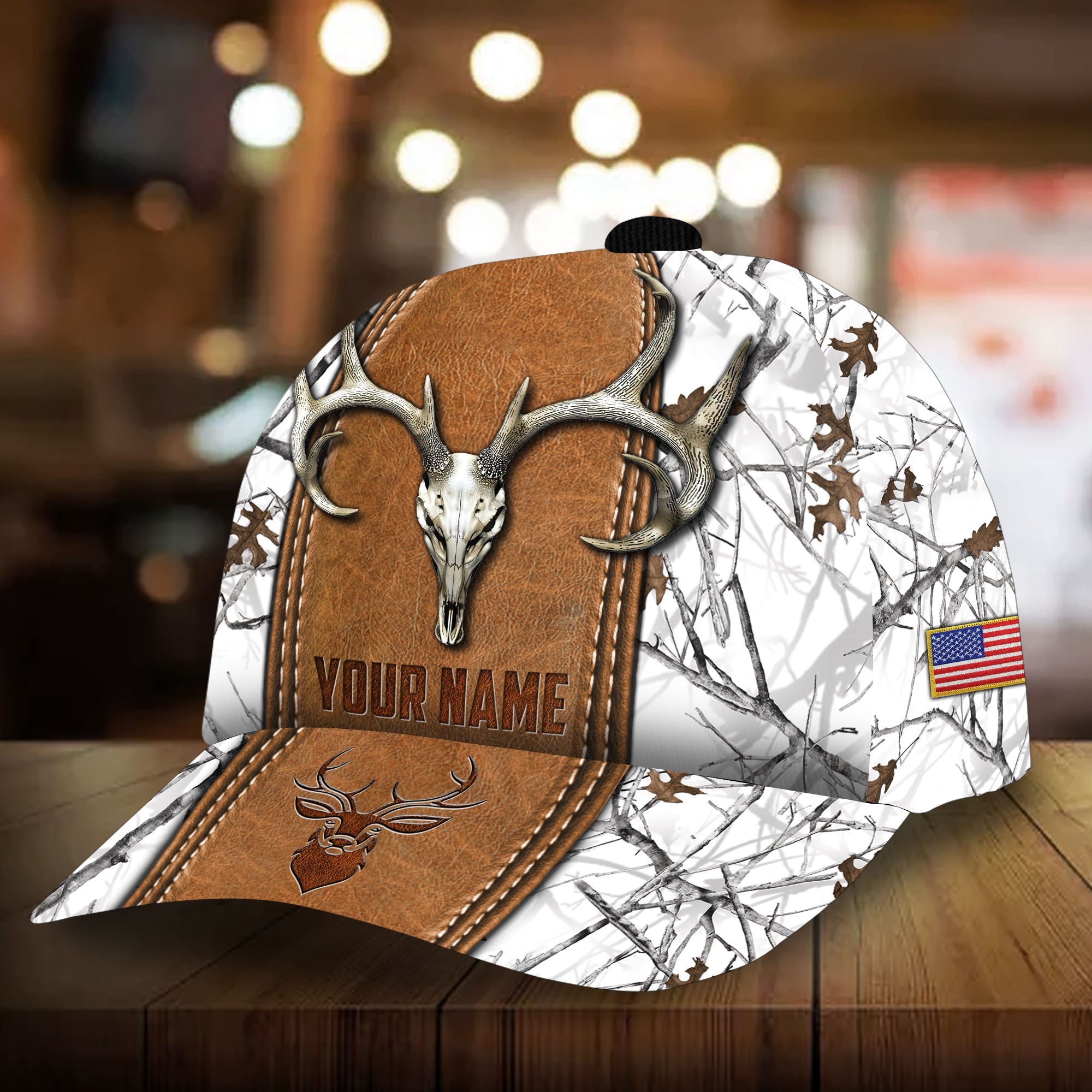 Premium Uinque Deer Hunting 3D Hats Leather Printed Multicolored Personalized Trucker Hats Custom Hats Gifts For Men & Women