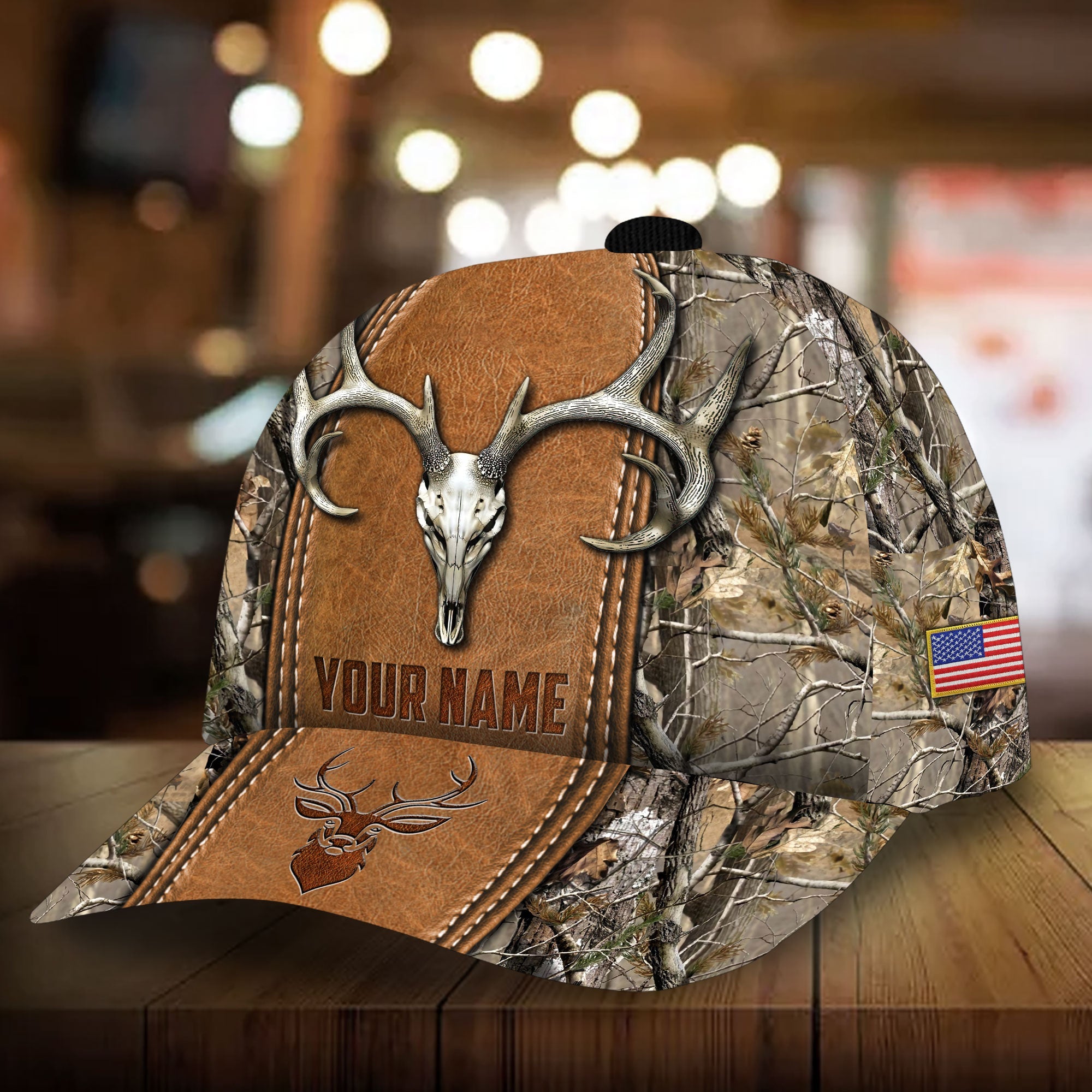 Premium Uinque Deer Hunting 3D Hats Leather Printed Multicolored Personalized Trucker Hats Custom Hats Gifts For Men & Women