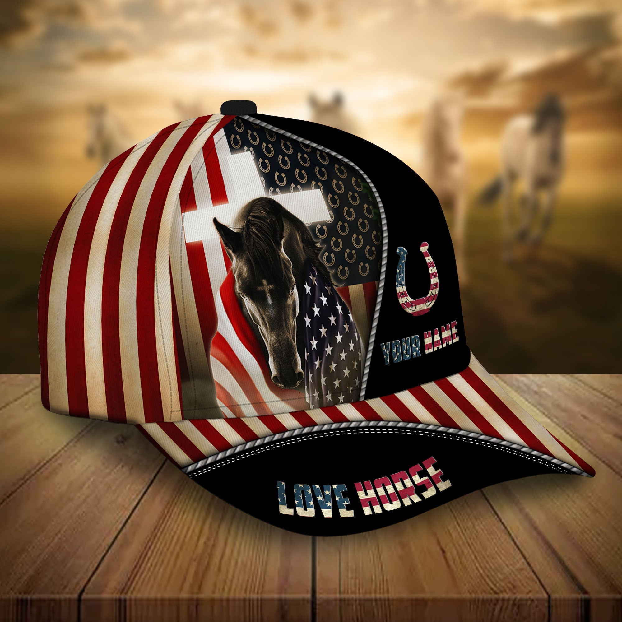 Premium Unique American Horse Patriot Hats Personalized Trucker Hats Custom Hats Gifts For Men & Women