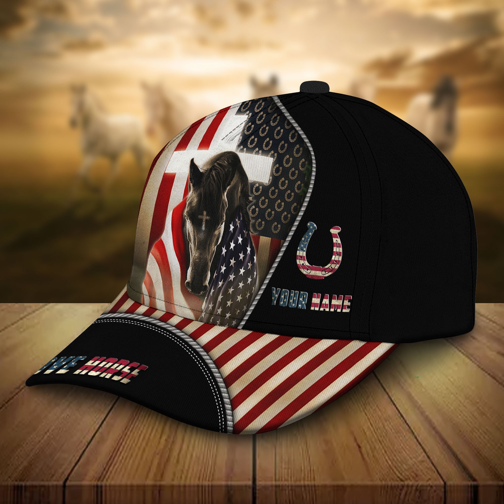 Premium Unique American Horse Patriot Hats Personalized Trucker Hats Custom Hats Gifts For Men & Women