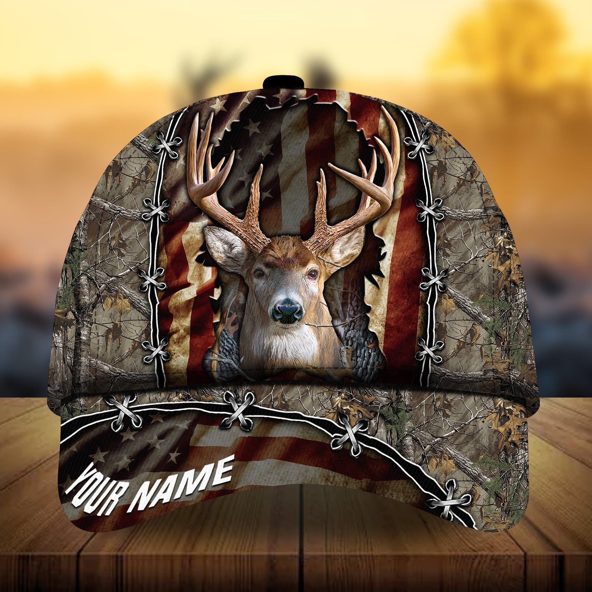 Premium Unique Double Flag Deer Hunting Hats 3D Printed Multicolored Personalized Trucker Hats Custom Hats Gifts For Men & Women