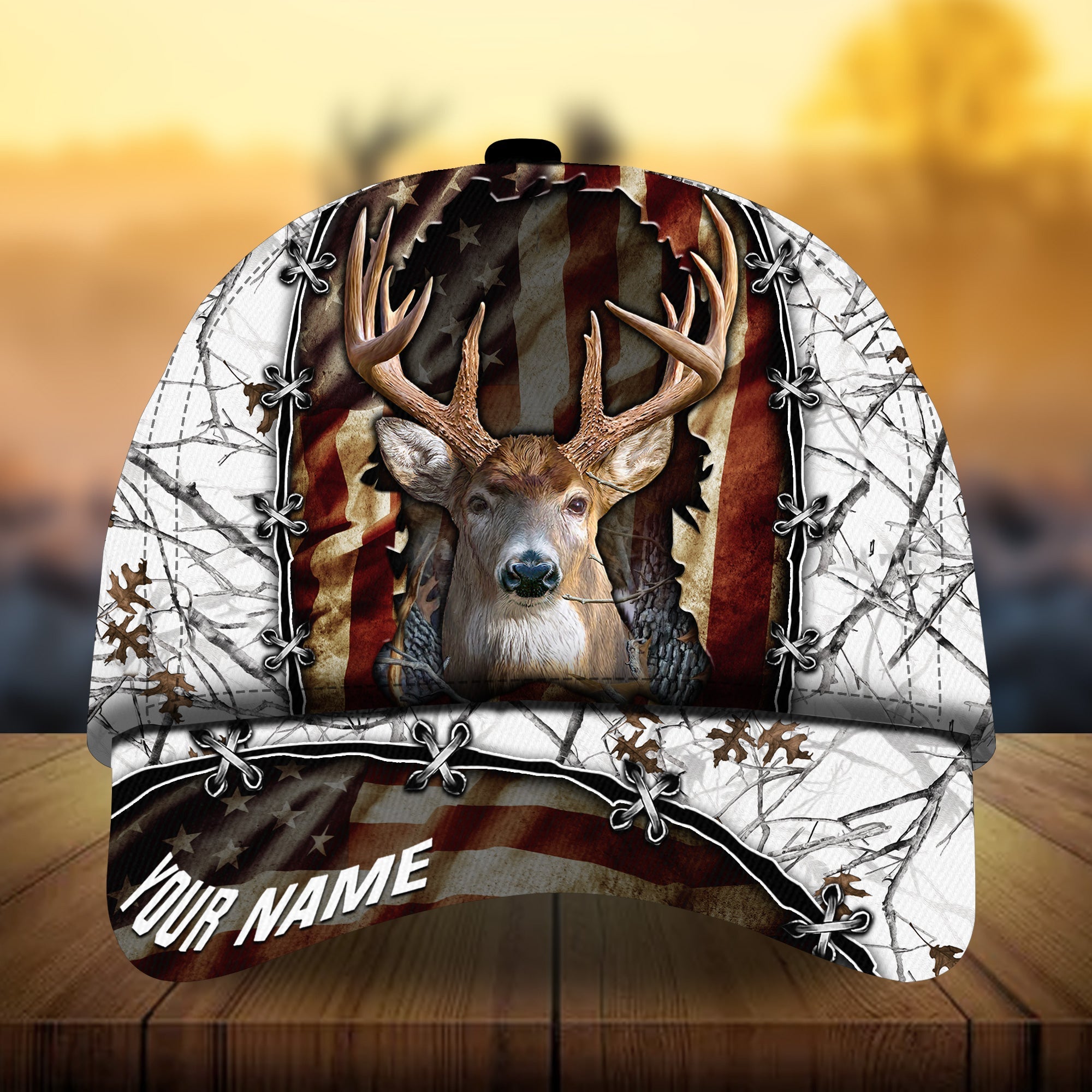 Premium Unique Double Flag Deer Hunting Hats 3D Printed Multicolored Personalized Trucker Hats Custom Hats Gifts For Men & Women