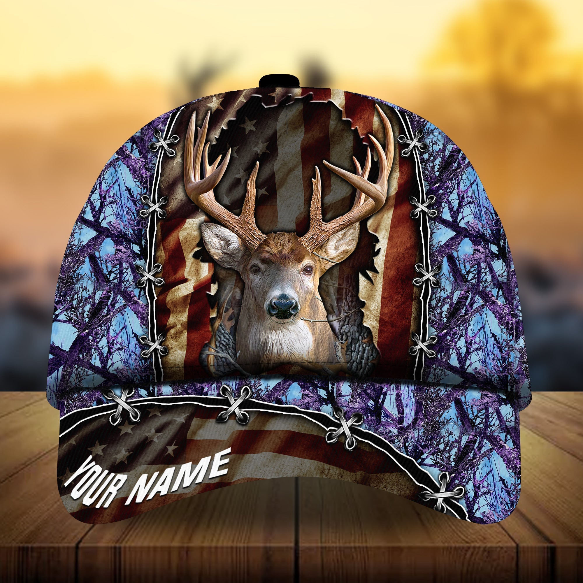 Premium Unique Double Flag Deer Hunting Hats 3D Printed Multicolored Personalized Trucker Hats Custom Hats Gifts For Men & Women