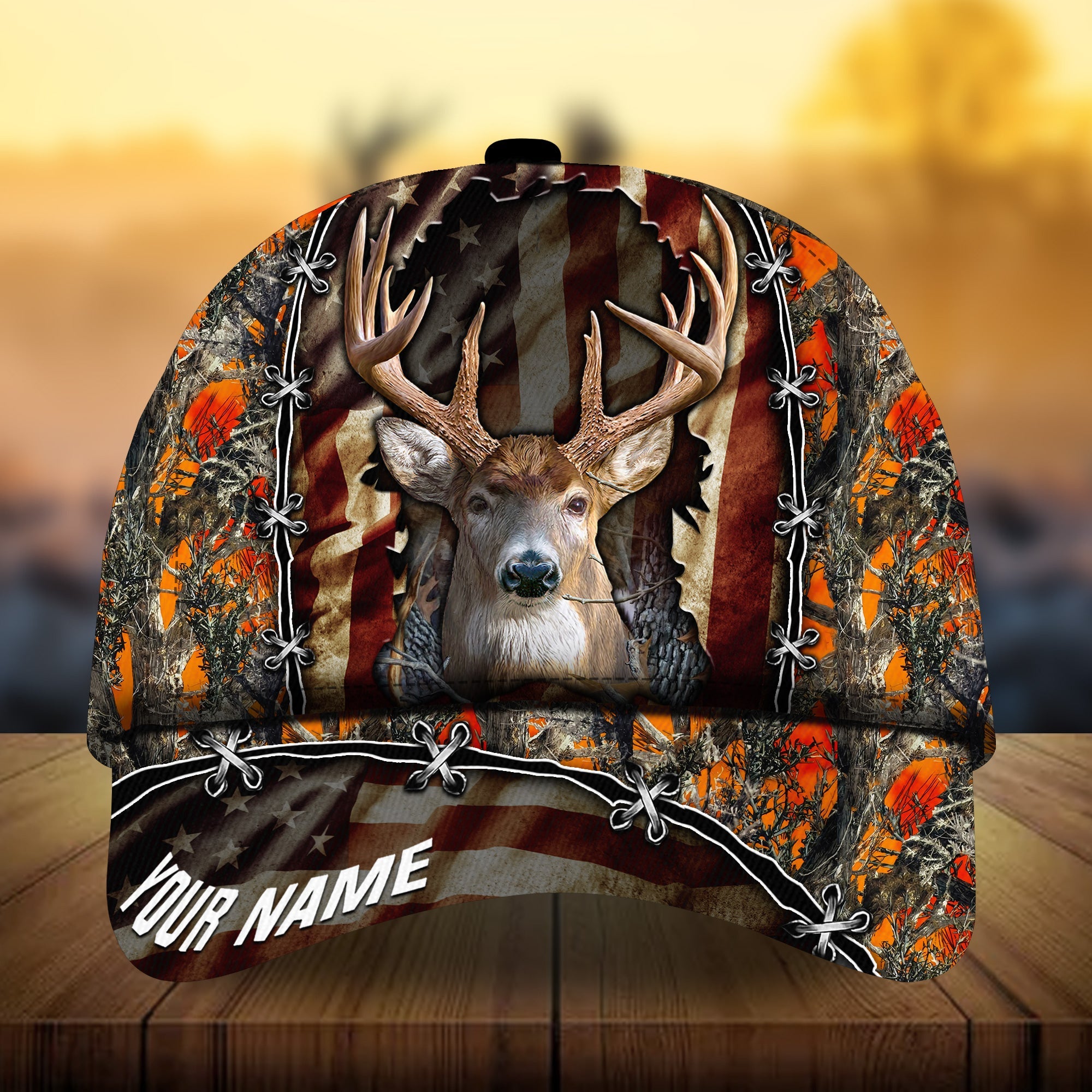 Premium Unique Double Flag Deer Hunting Hats 3D Printed Multicolored Personalized Trucker Hats Custom Hats Gifts For Men & Women