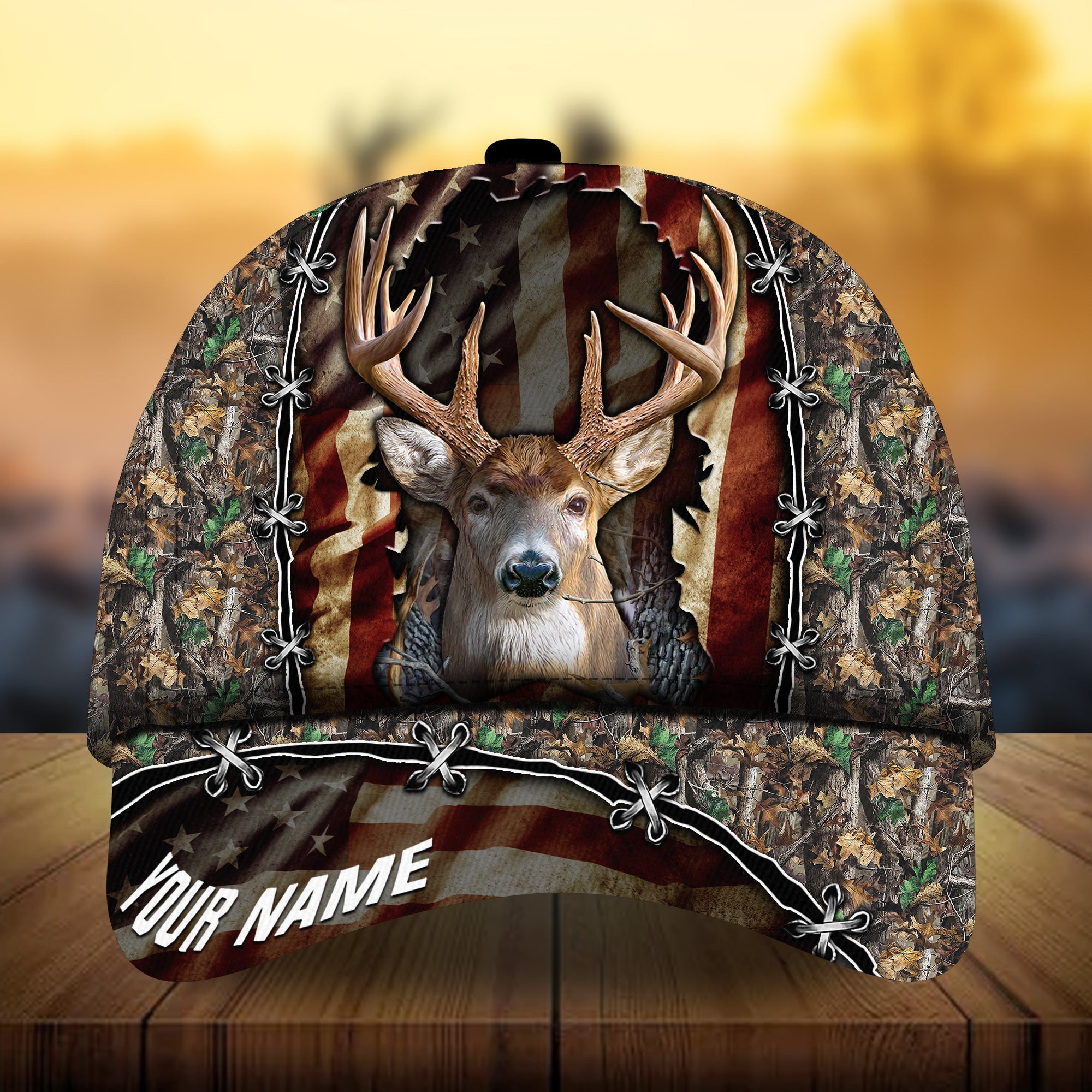 Premium Unique Double Flag Deer Hunting Hats 3D Printed Multicolored Personalized Trucker Hats Custom Hats Gifts For Men & Women