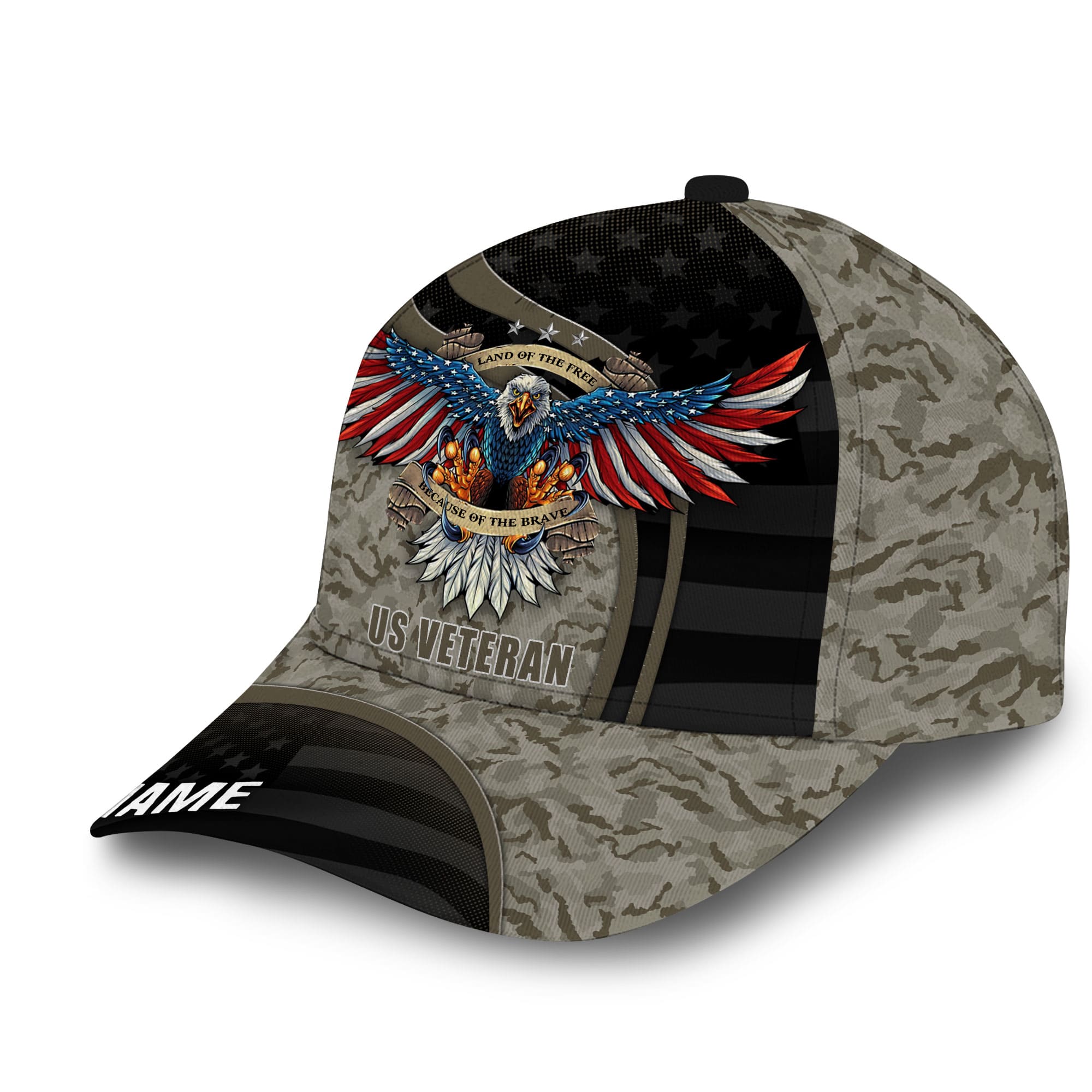 Premium Unique Eagle Veteran Hats 3D Printed Camo Personalized Trucker Hats Custom Hats Gifts For Men & Women