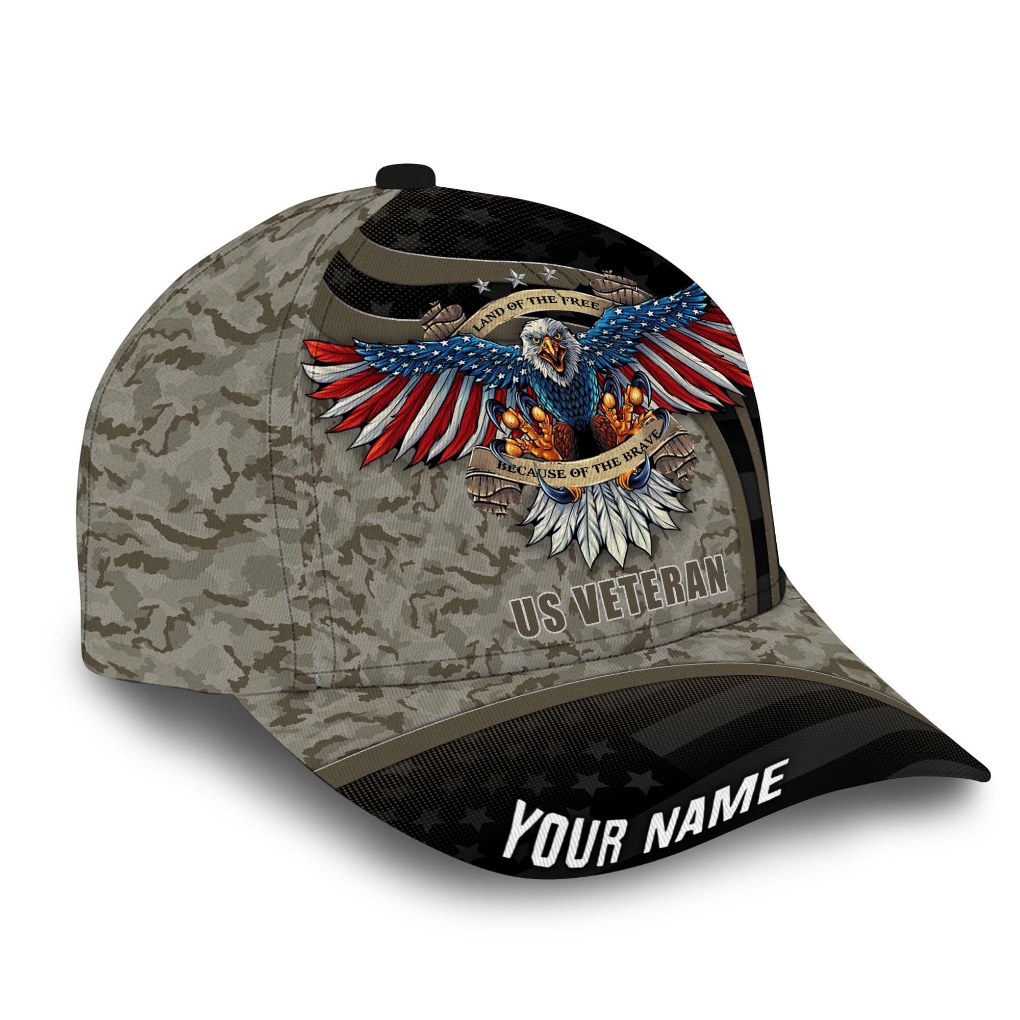Premium Unique Eagle Veteran Hats 3D Printed Camo Personalized Trucker Hats Custom Hats Gifts For Men & Women