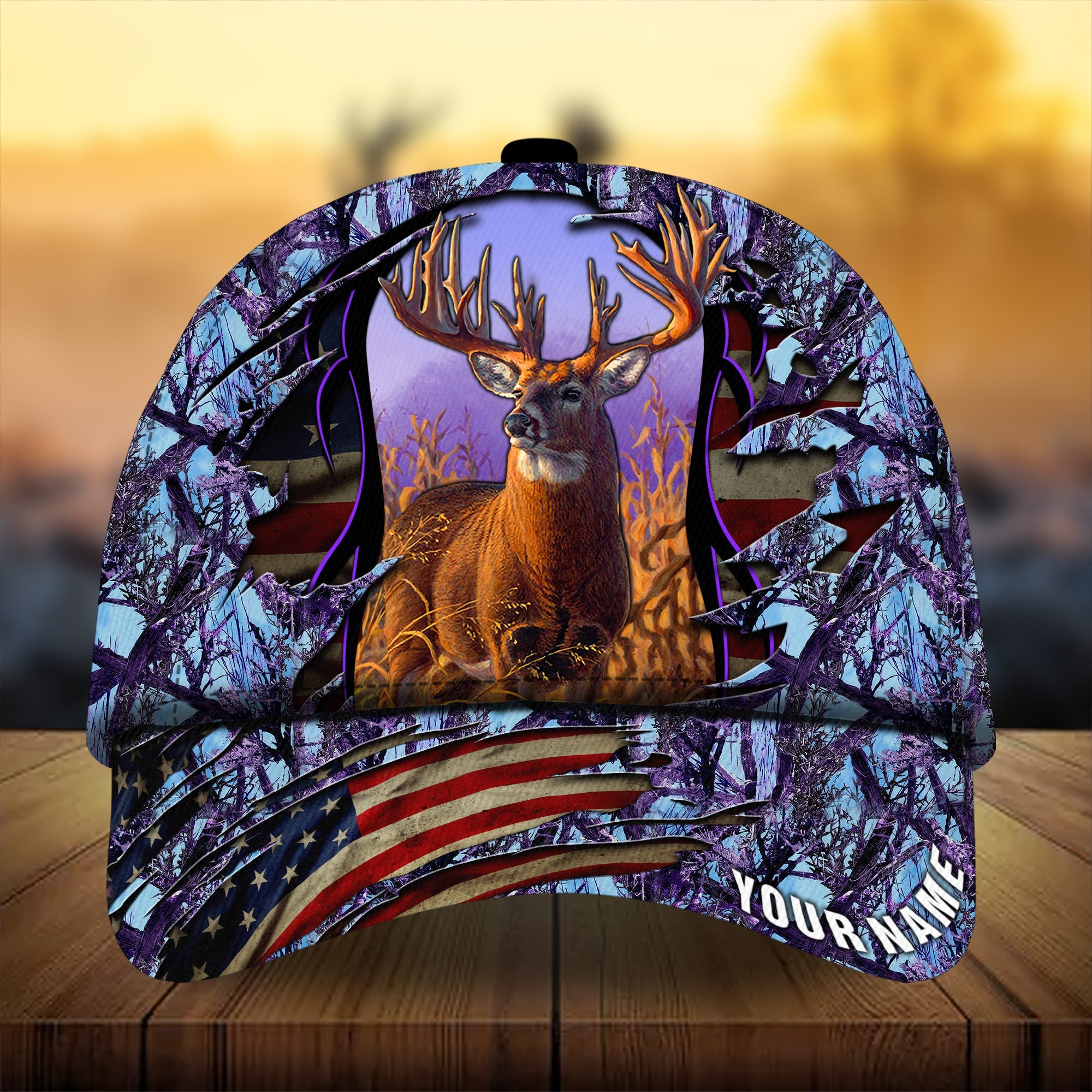 Premium Unique Gash Flag Deer Antlers Hunting Hats 3D Printed Multicolored Personalized Trucker Hats Custom Hats Gifts For Men & Women