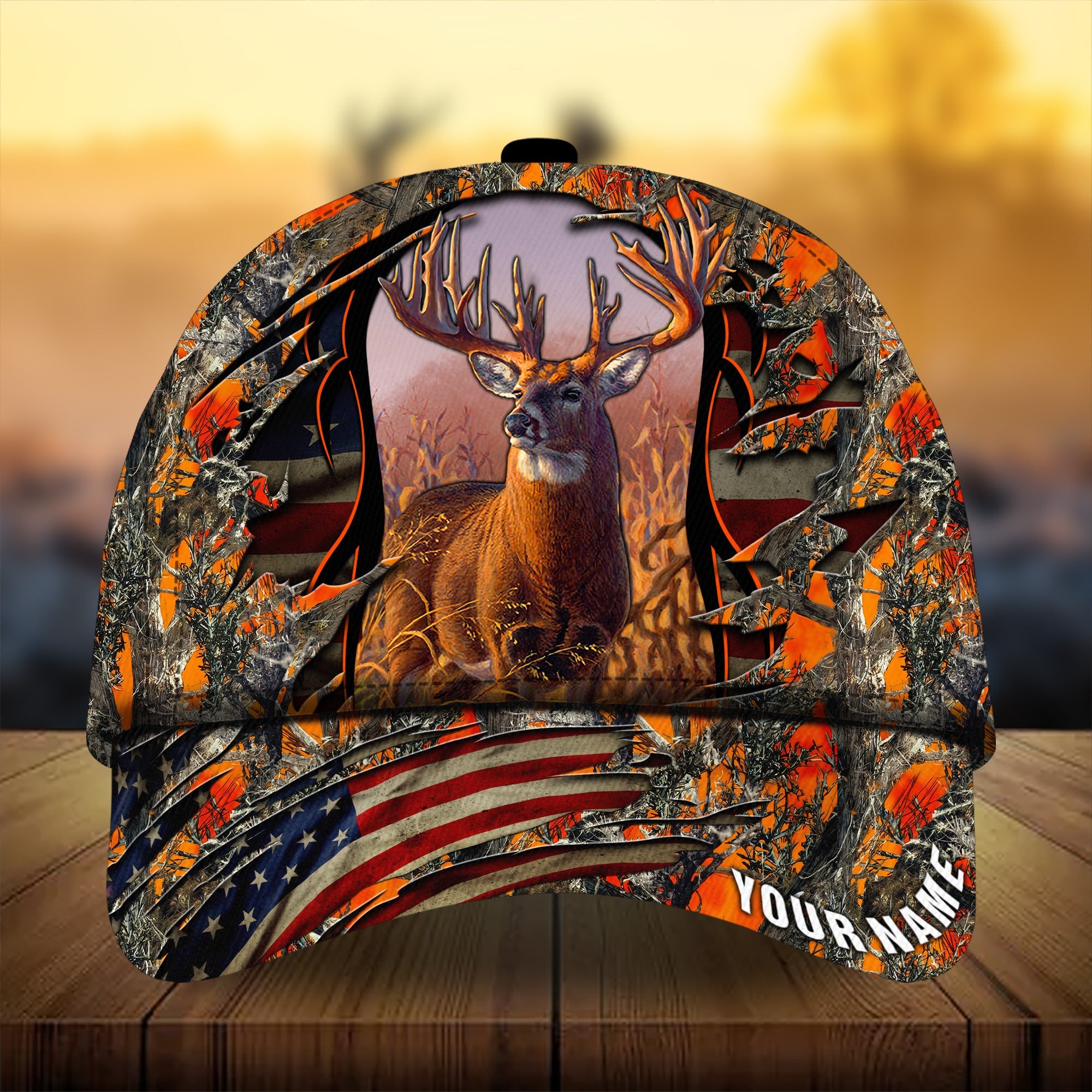 Premium Unique Gash Flag Deer Antlers Hunting Hats 3D Printed Multicolored Personalized Trucker Hats Custom Hats Gifts For Men & Women