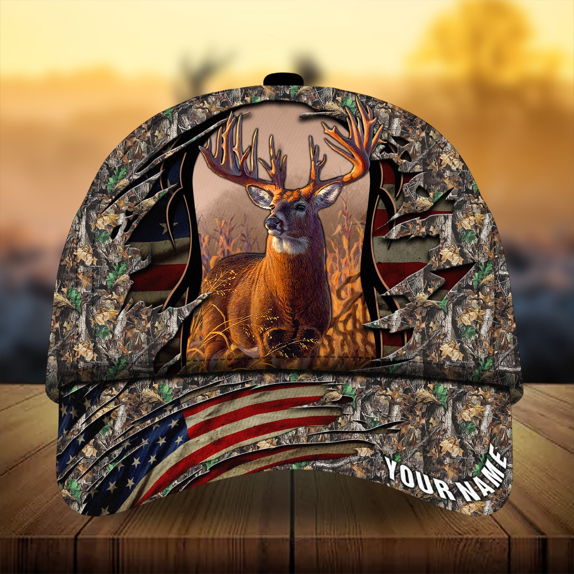 Premium Unique Gash Flag Deer Antlers Hunting Hats 3D Printed Multicolored Personalized Trucker Hats Custom Hats Gifts For Men & Women