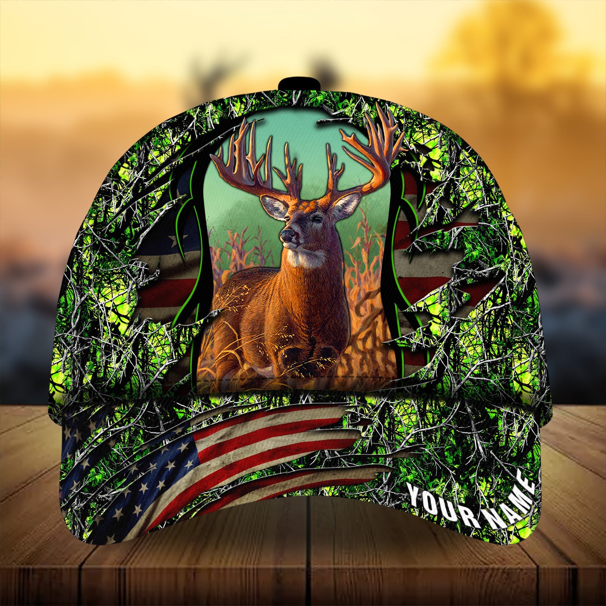 Premium Unique Gash Flag Deer Antlers Hunting Hats 3D Printed Multicolored Personalized Trucker Hats Custom Hats Gifts For Men & Women
