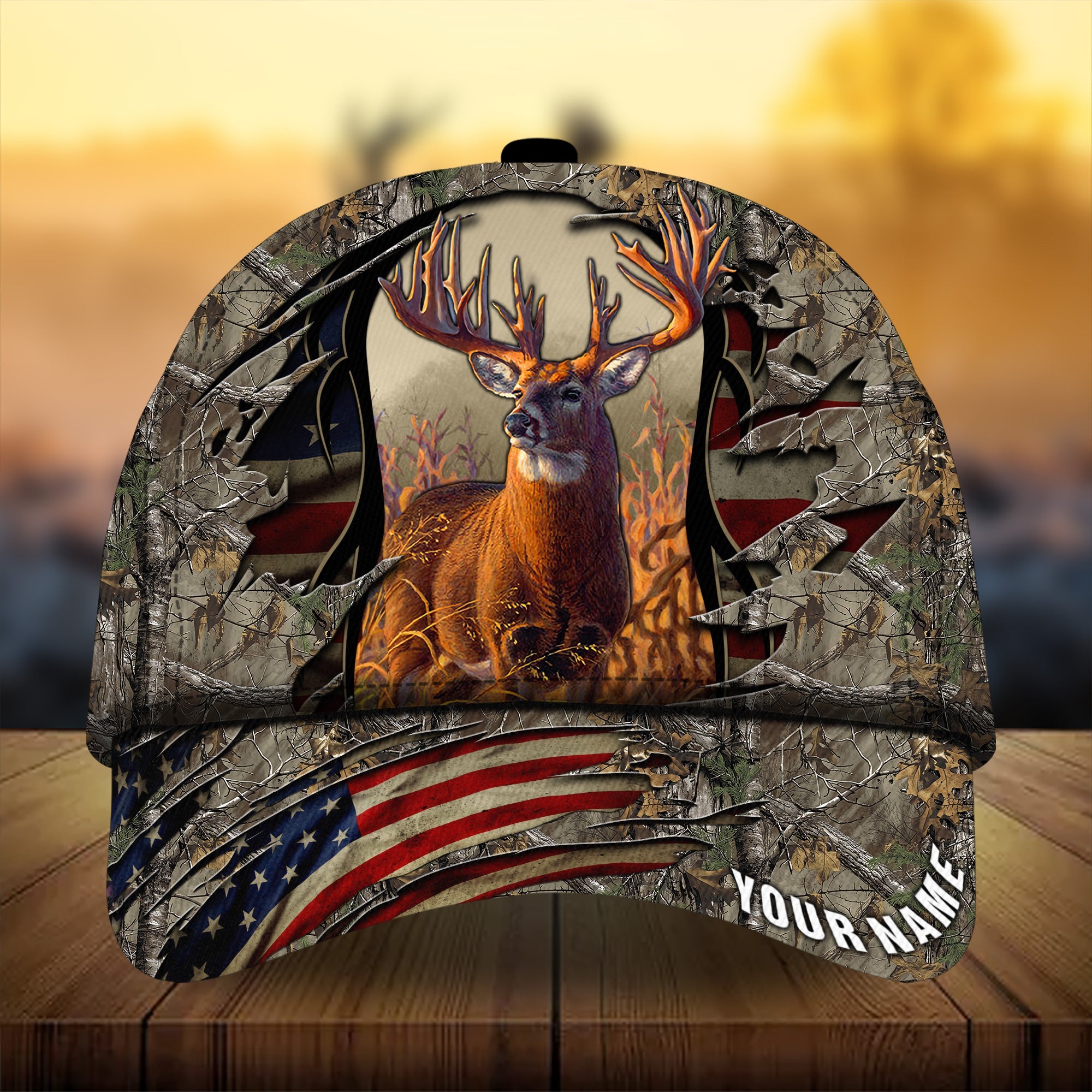 Premium Unique Gash Flag Deer Antlers Hunting Hats 3D Printed Multicolored Personalized Trucker Hats Custom Hats Gifts For Men & Women