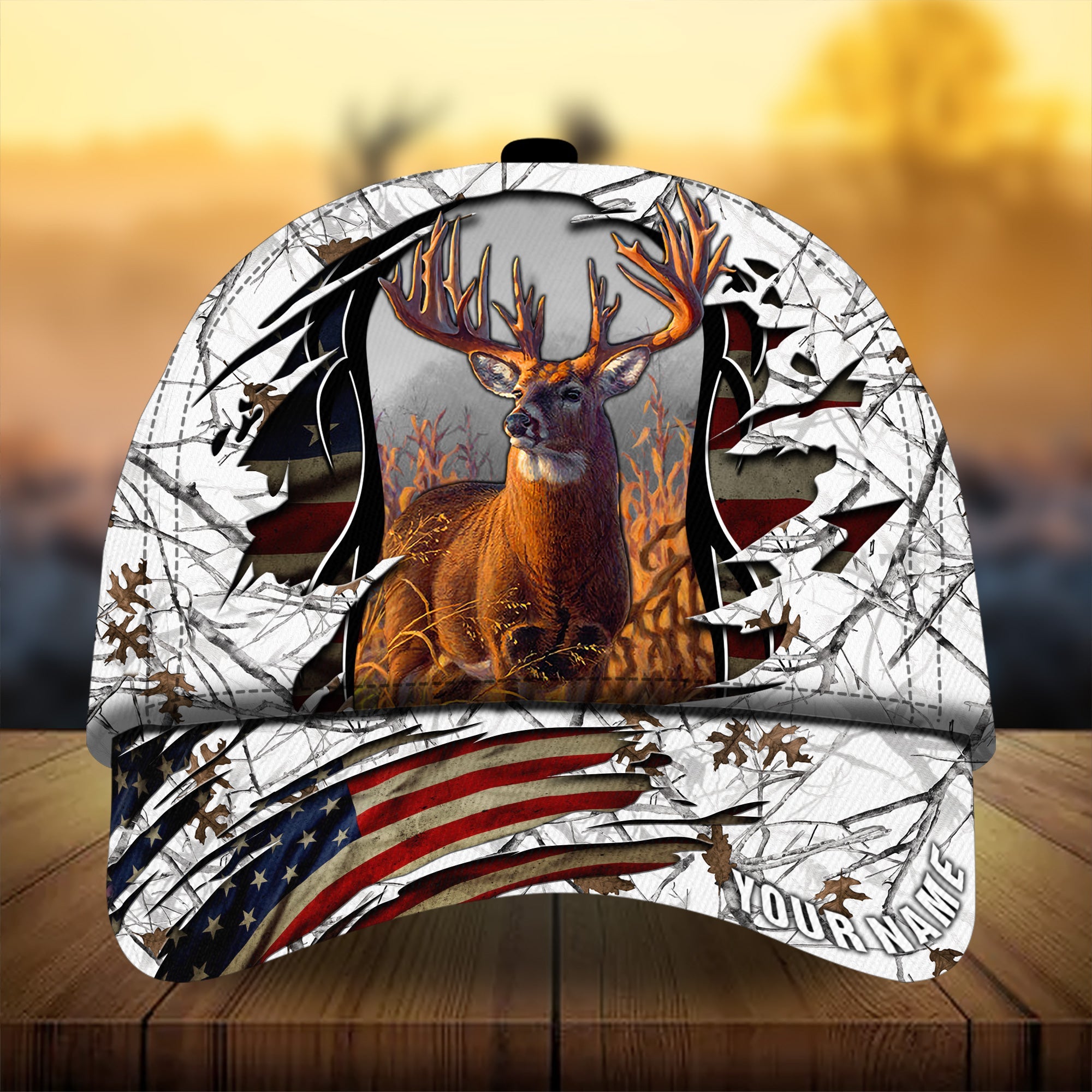 Premium Unique Gash Flag Deer Antlers Hunting Hats 3D Printed Multicolored Personalized Trucker Hats Custom Hats Gifts For Men & Women