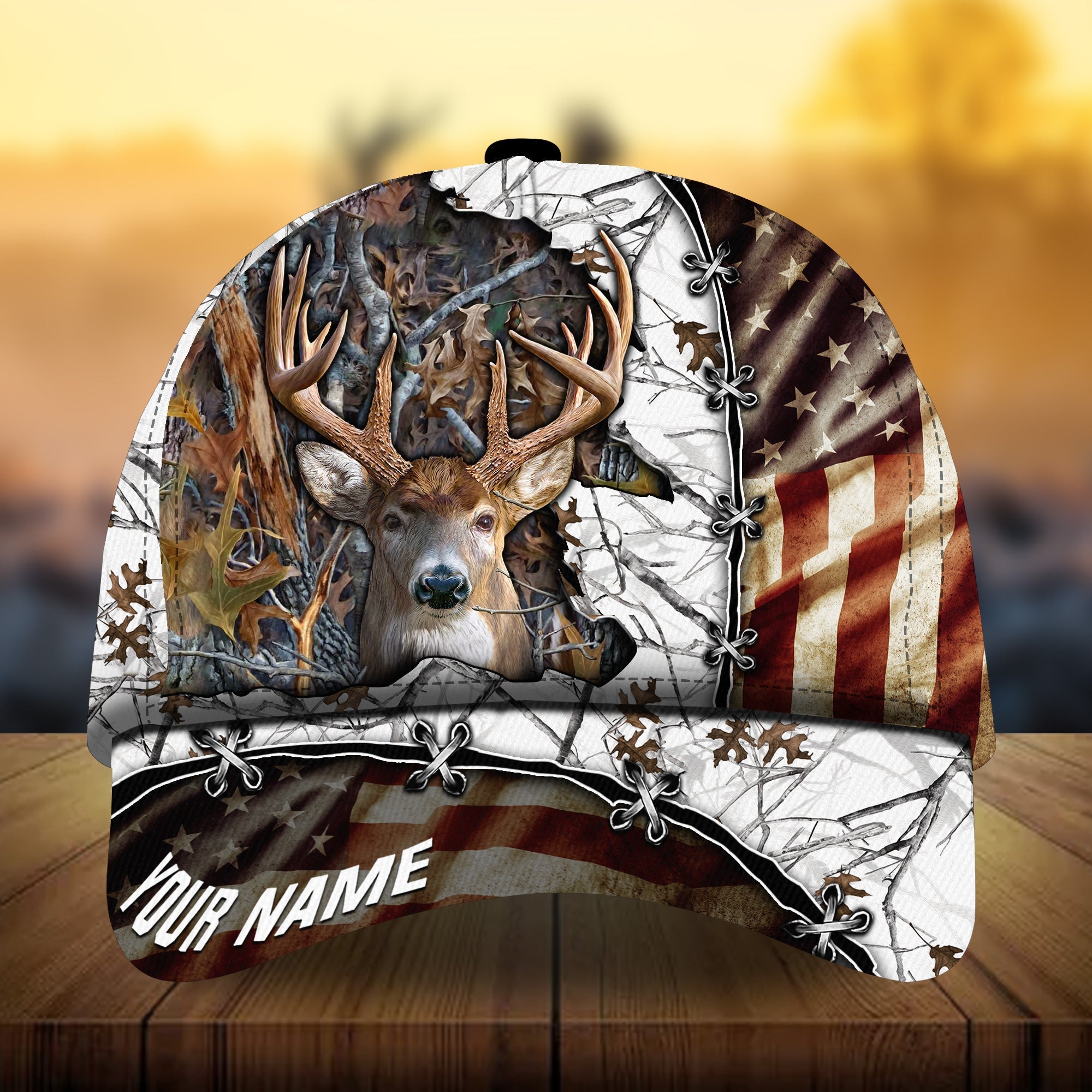 Premium Unique Old Flag Deer Hunting Hats 3D Printed Multicolored Personalized Trucker Hats Custom Hats Gifts For Men & Women