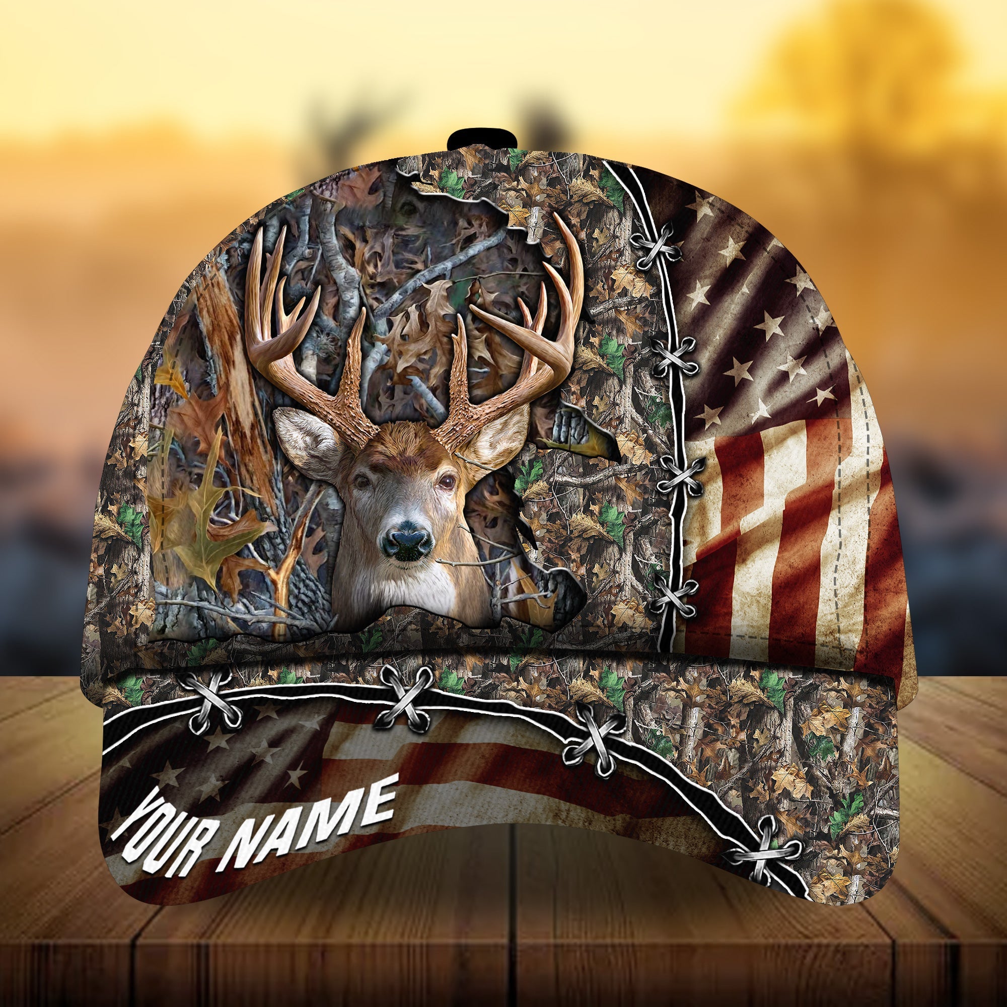 Premium Unique Old Flag Deer Hunting Hats 3D Printed Multicolored Personalized Trucker Hats Custom Hats Gifts For Men & Women