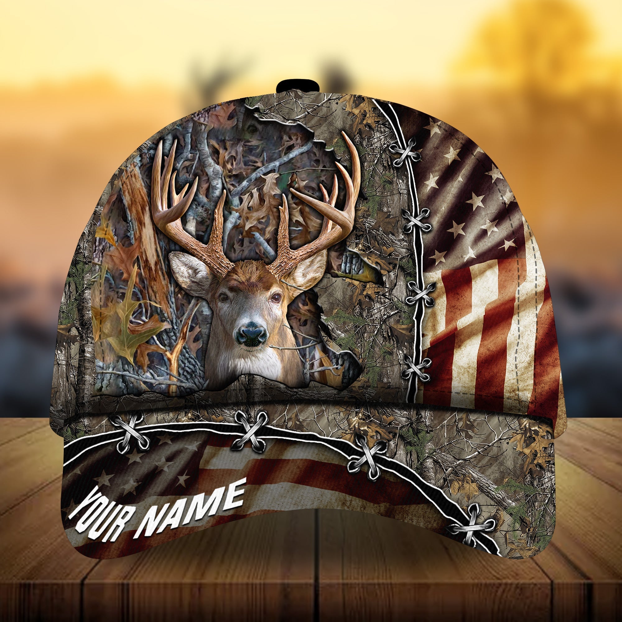Premium Unique Old Flag Deer Hunting Hats 3D Printed Multicolored Personalized Trucker Hats Custom Hats Gifts For Men & Women