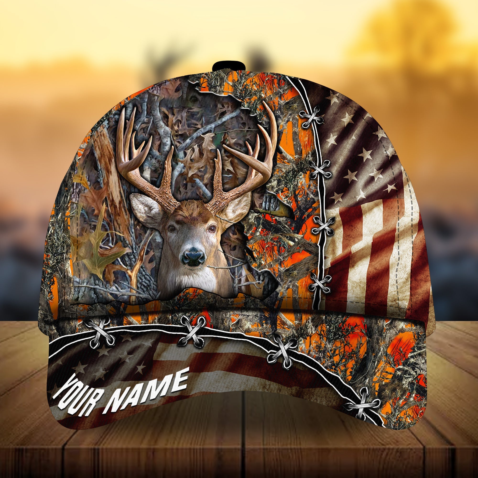Premium Unique Old Flag Deer Hunting Hats 3D Printed Multicolored Personalized Trucker Hats Custom Hats Gifts For Men & Women