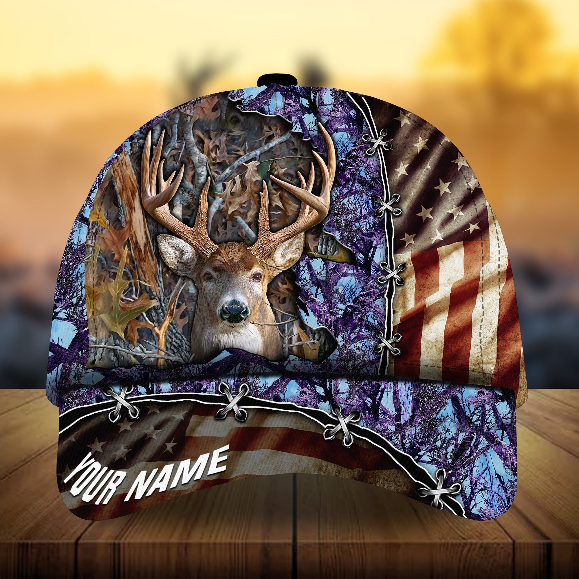 Premium Unique Old Flag Deer Hunting Hats 3D Printed Multicolored Personalized Trucker Hats Custom Hats Gifts For Men & Women