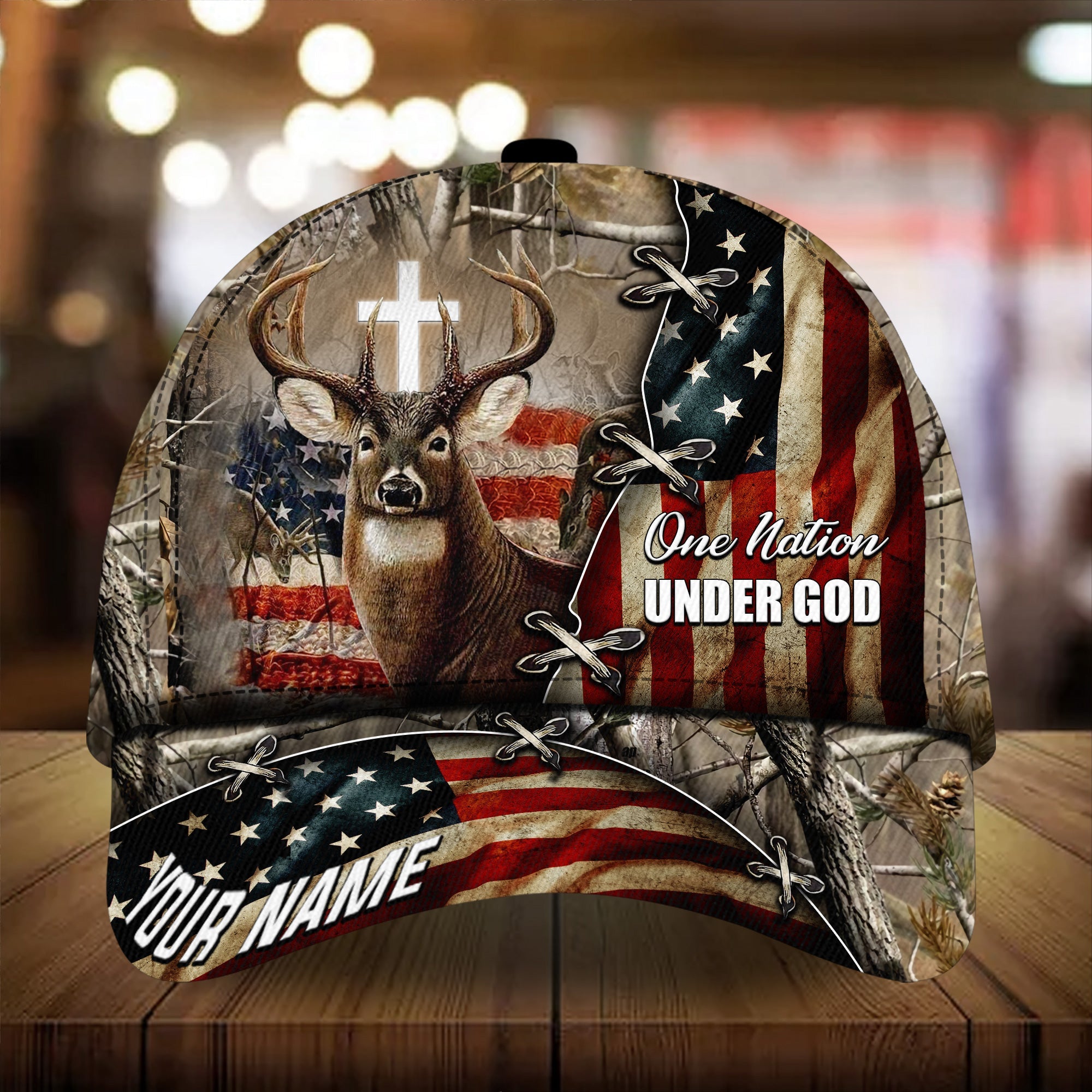 Premium Unique One Nation Under God Hunting Hats 3D Printed Multicolored Personalized Trucker Hats Custom Hats Gifts For Men & Women