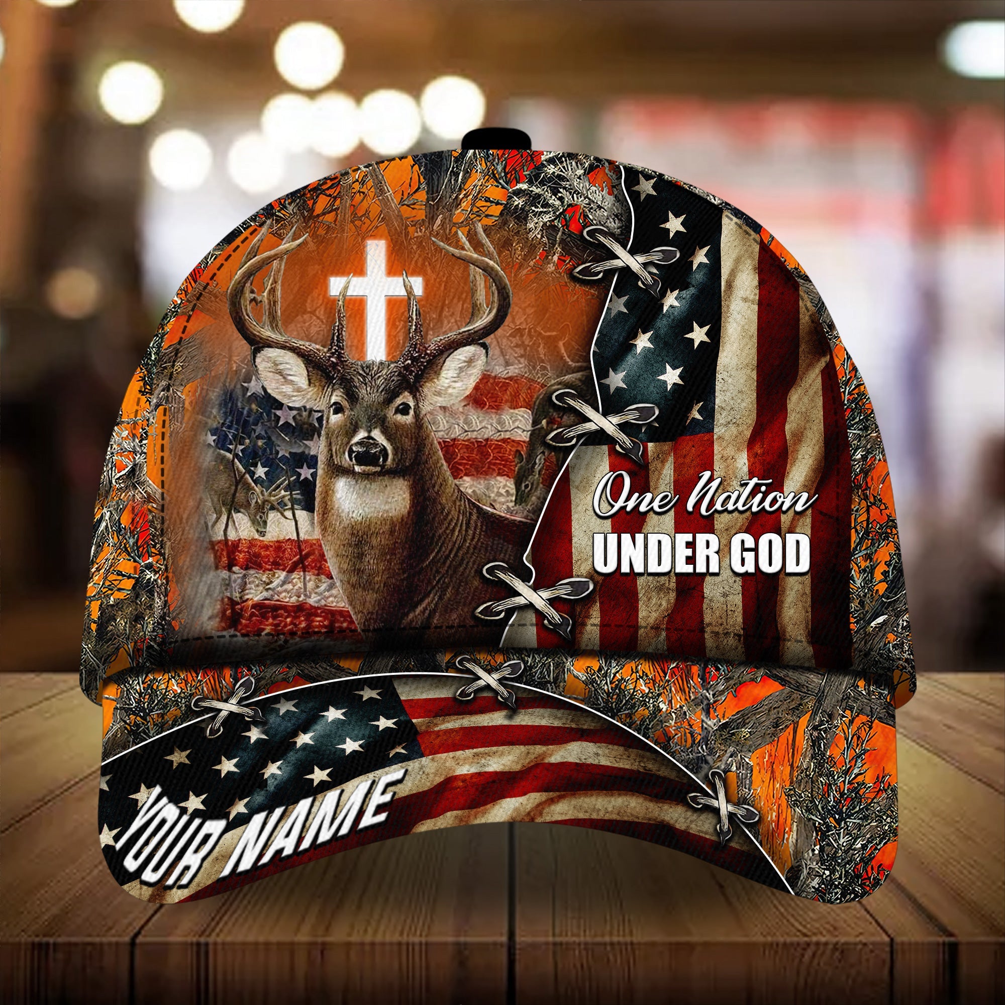 Premium Unique One Nation Under God Hunting Hats 3D Printed Multicolored Personalized Trucker Hats Custom Hats Gifts For Men & Women