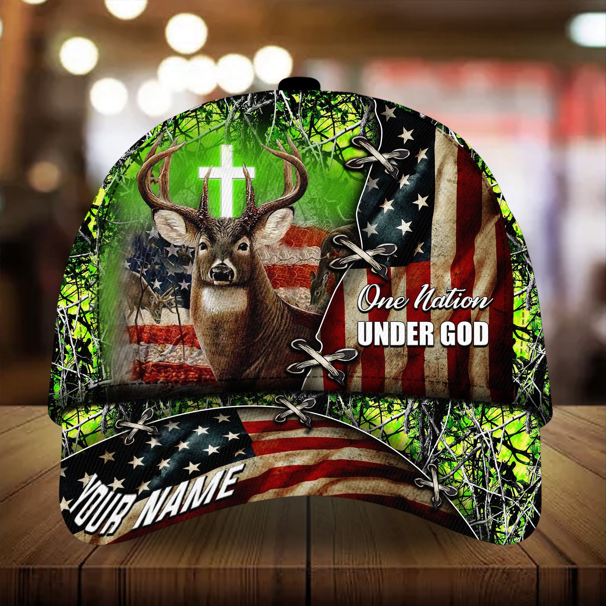 Premium Unique One Nation Under God Hunting Hats 3D Printed Multicolored Personalized Trucker Hats Custom Hats Gifts For Men & Women
