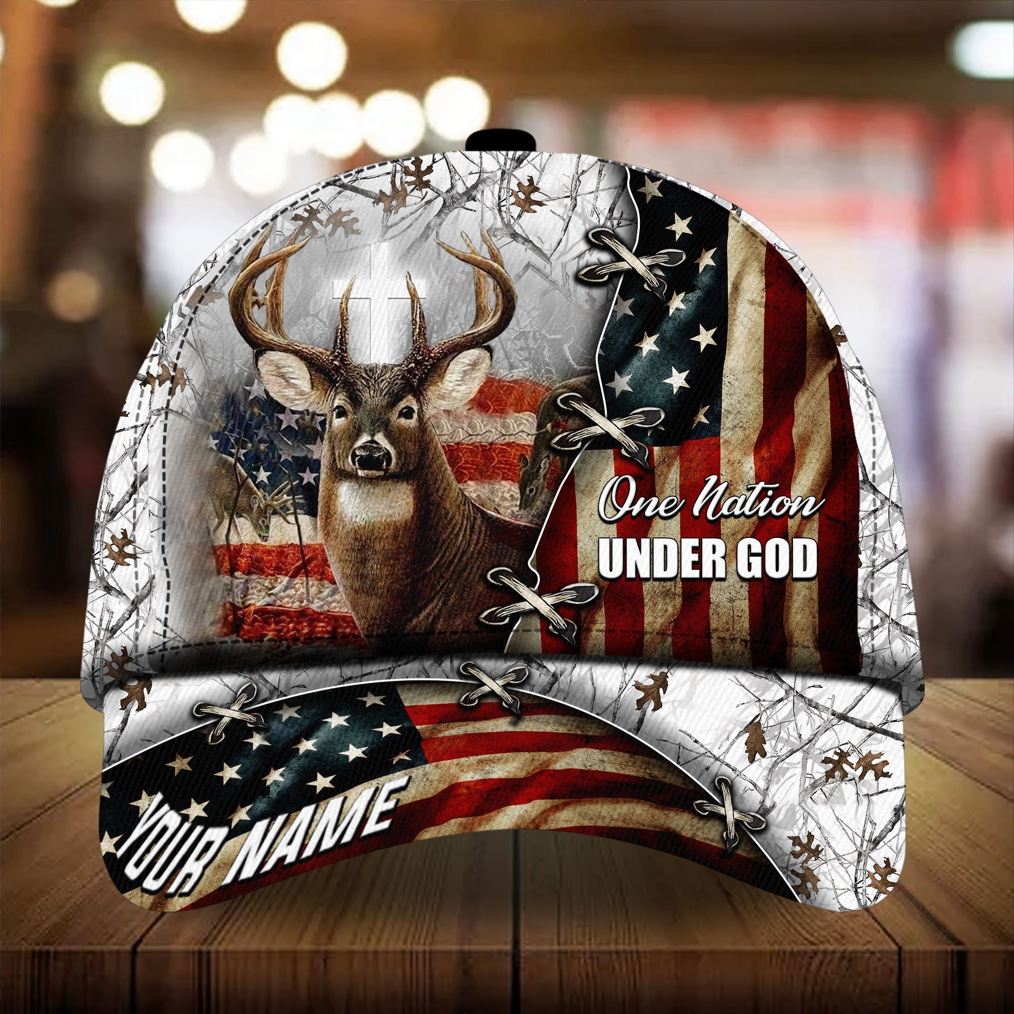 Premium Unique One Nation Under God Hunting Hats 3D Printed Multicolored Personalized Trucker Hats Custom Hats Gifts For Men & Women