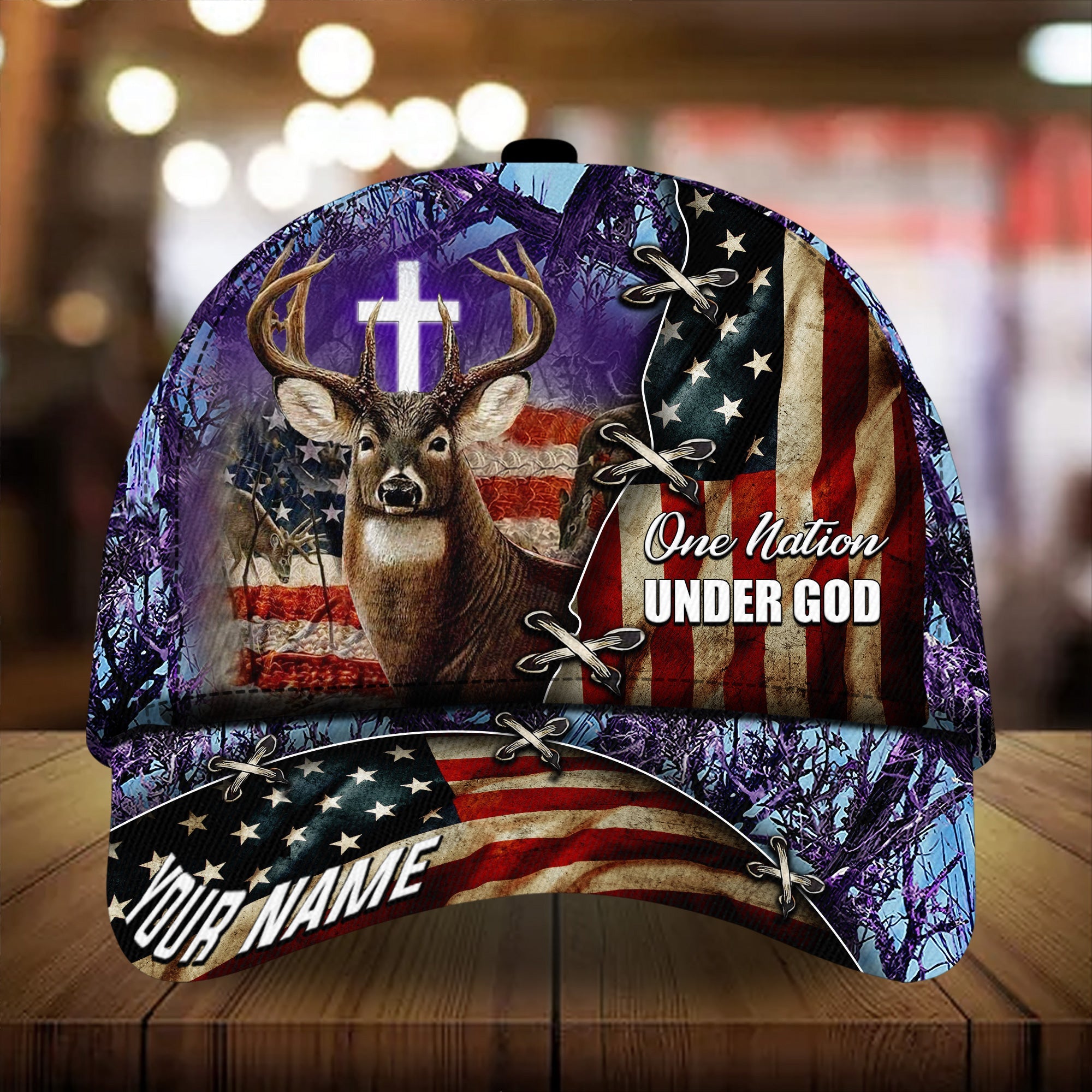 Premium Unique One Nation Under God Hunting Hats 3D Printed Multicolored Personalized Trucker Hats Custom Hats Gifts For Men & Women