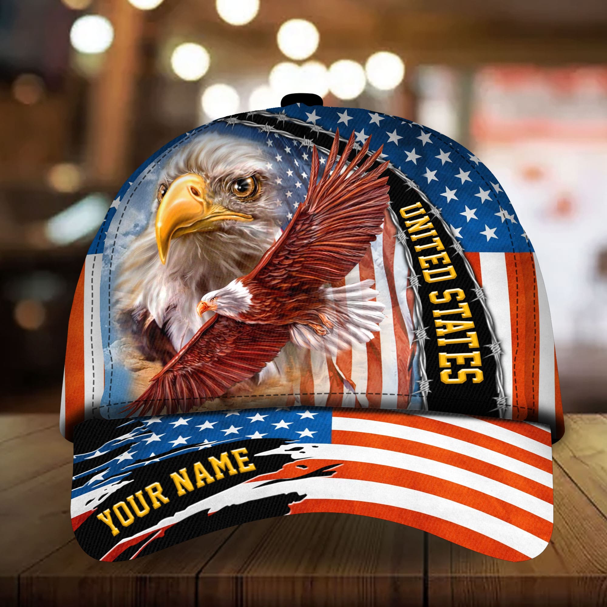 Premium Unique Patriotic Eagle Hat, United States Full Printed Personalized American Flag Cap Trucker Hats Custom Hats Gifts For Men & Women