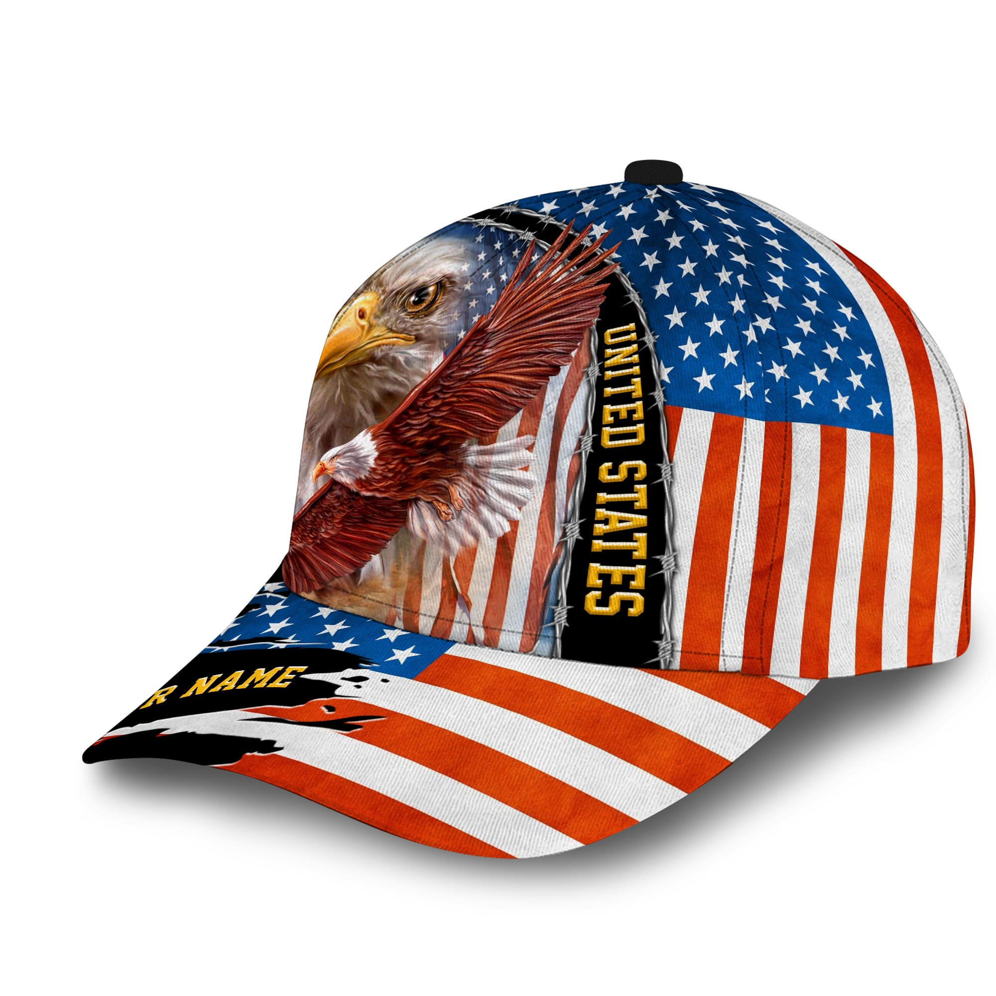 Premium Unique Patriotic Eagle Hat, United States Full Printed Personalized American Flag Cap Trucker Hats Custom Hats Gifts For Men & Women