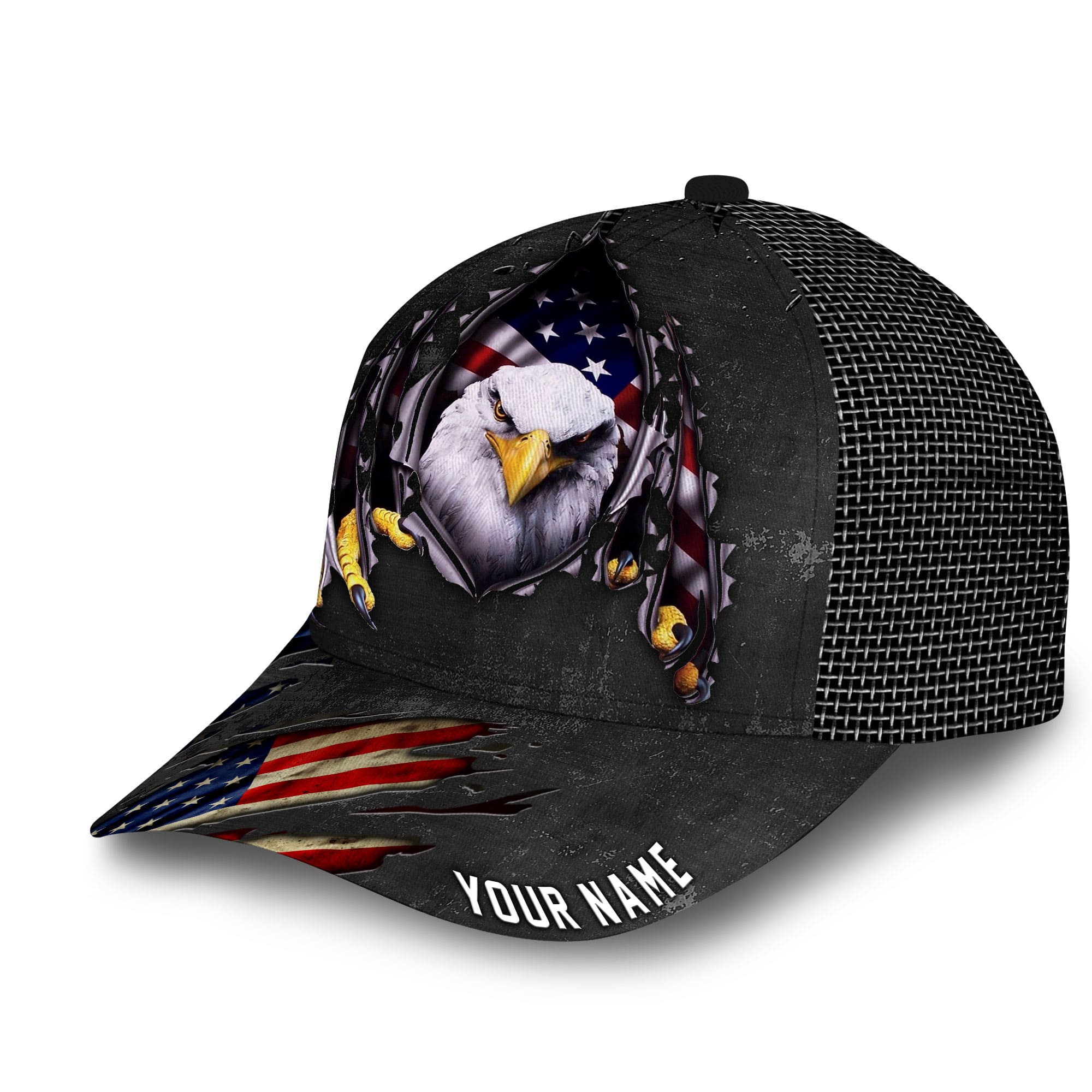 Premium Unique Patriotic Eagle Hat, United States Full Printed Personalized Cap Trucker Hats Custom Hats Gifts For Men & Women