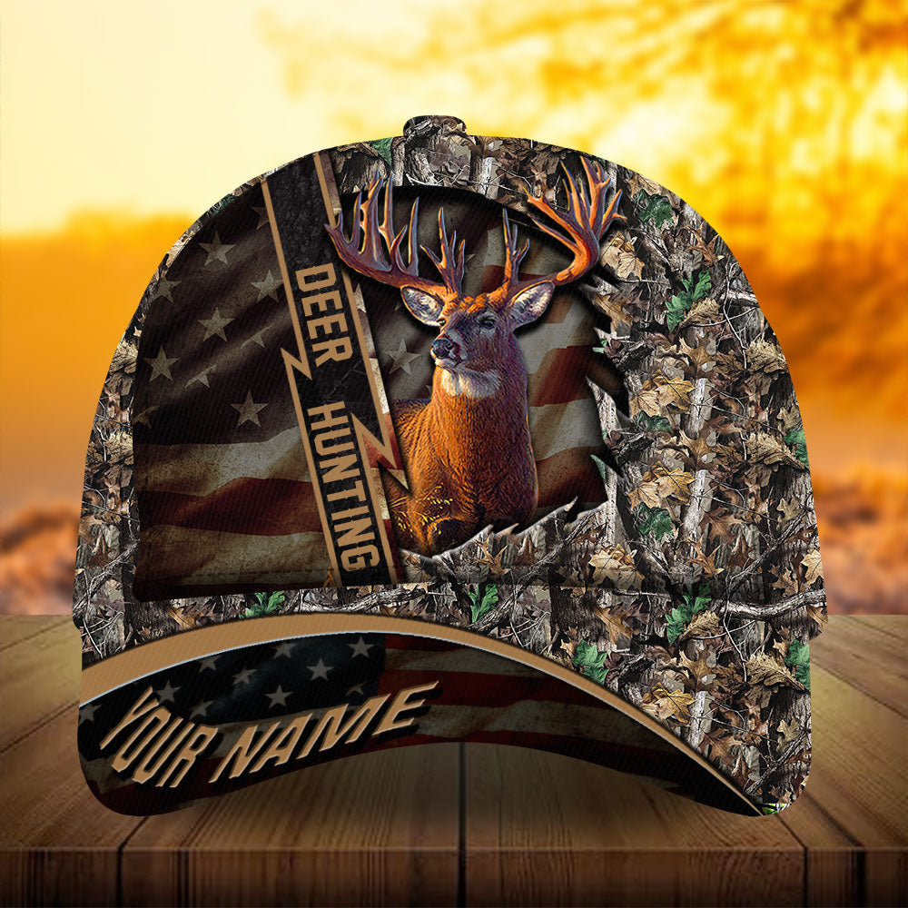 Premium Unique Version Of Cracked Flag Deer Hunting Hats 3D Printed Multicolored Personalized Trucker Hats Custom Hats Gifts For Men & Women