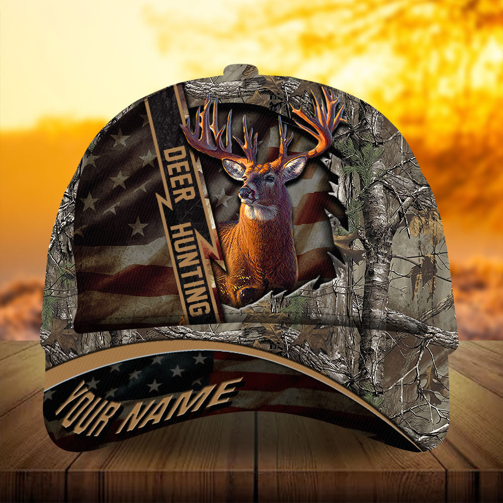 Premium Unique Version Of Cracked Flag Deer Hunting Hats 3D Printed Multicolored Personalized Trucker Hats Custom Hats Gifts For Men & Women