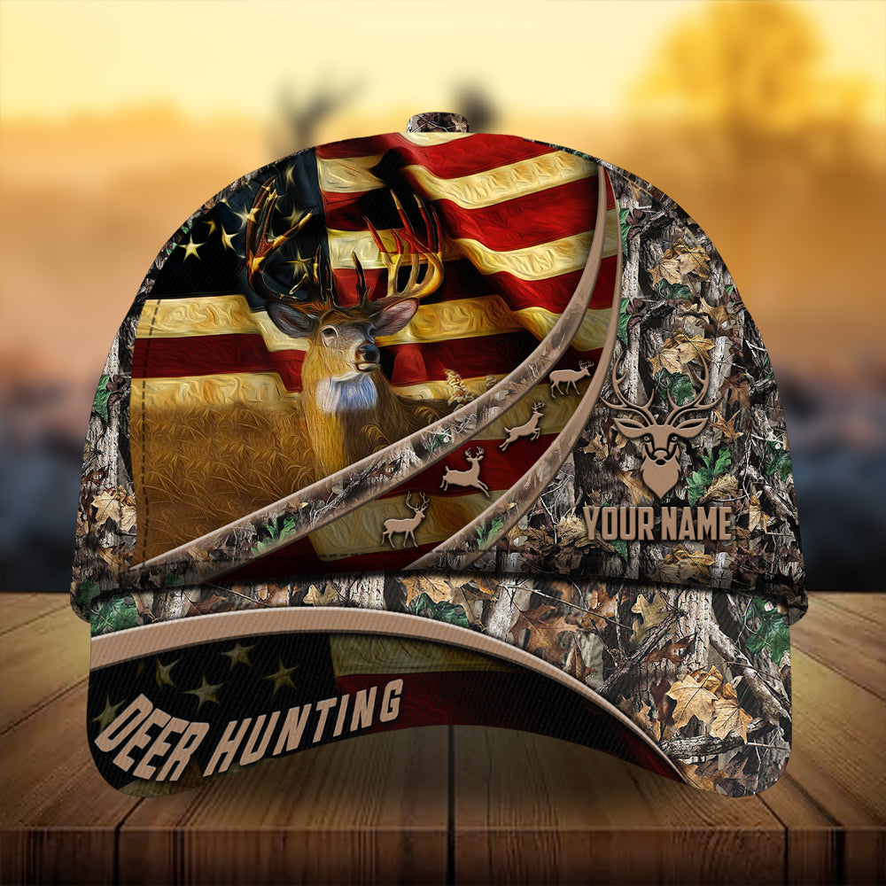 Premium Unique Version Oil Paint Flag Deer Hunting Hats 3D Printed Multicolored Personalized Trucker Hats Custom Hats Gifts For Men & Women