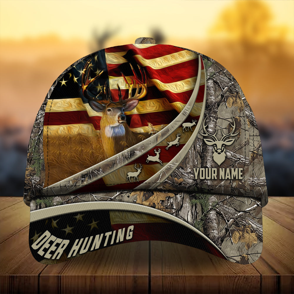 Premium Unique Version Oil Paint Flag Deer Hunting Hats 3D Printed Multicolored Personalized Trucker Hats Custom Hats Gifts For Men & Women