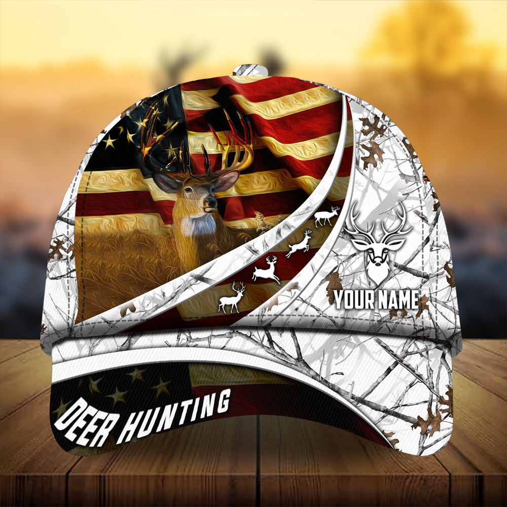 Premium Unique Version Oil Paint Flag Deer Hunting Hats 3D Printed Multicolored Personalized Trucker Hats Custom Hats Gifts For Men & Women