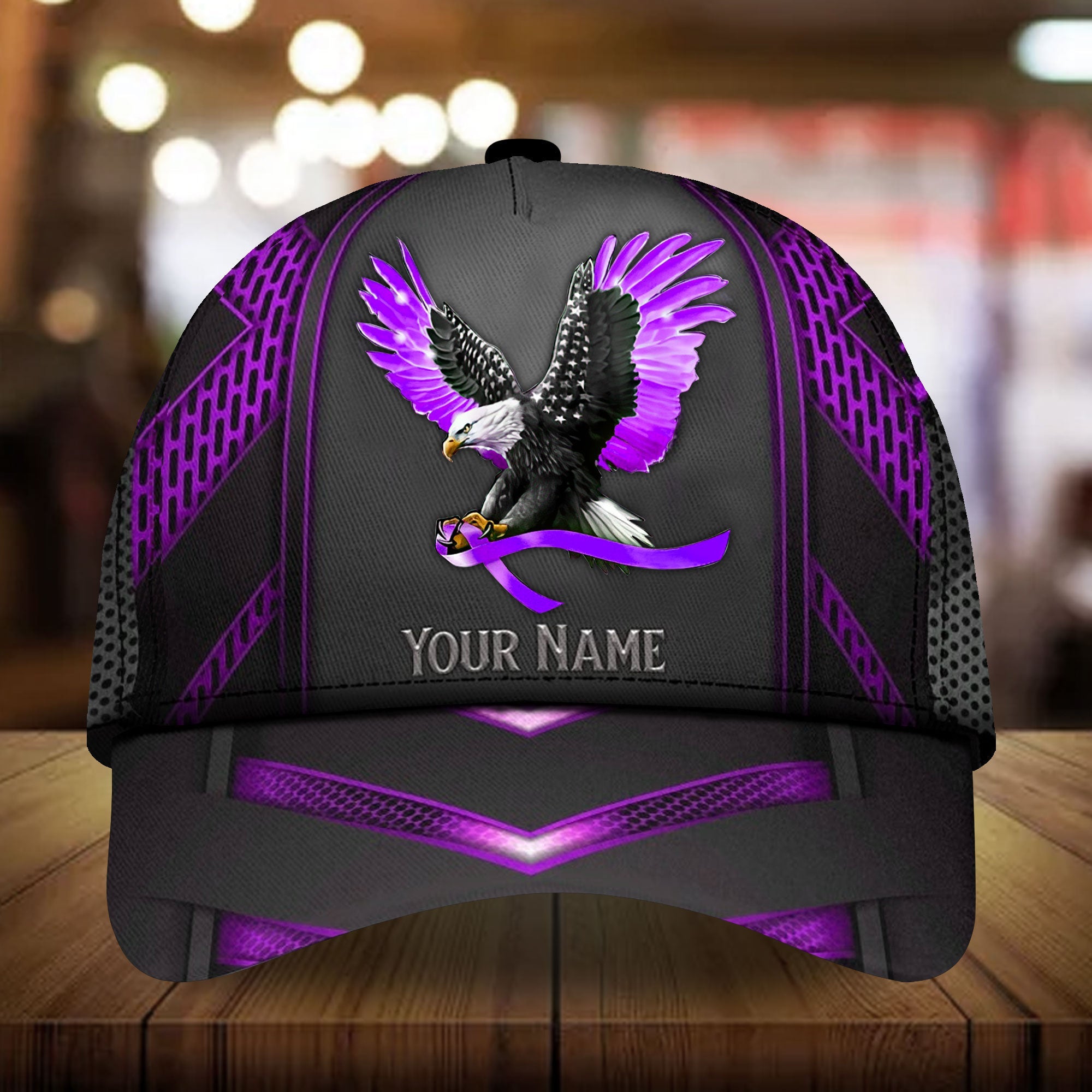 Premium US Eagle Alzheimer's Awareness Hats Personalized Trucker Hats Custom Hats Gifts For Men & Women