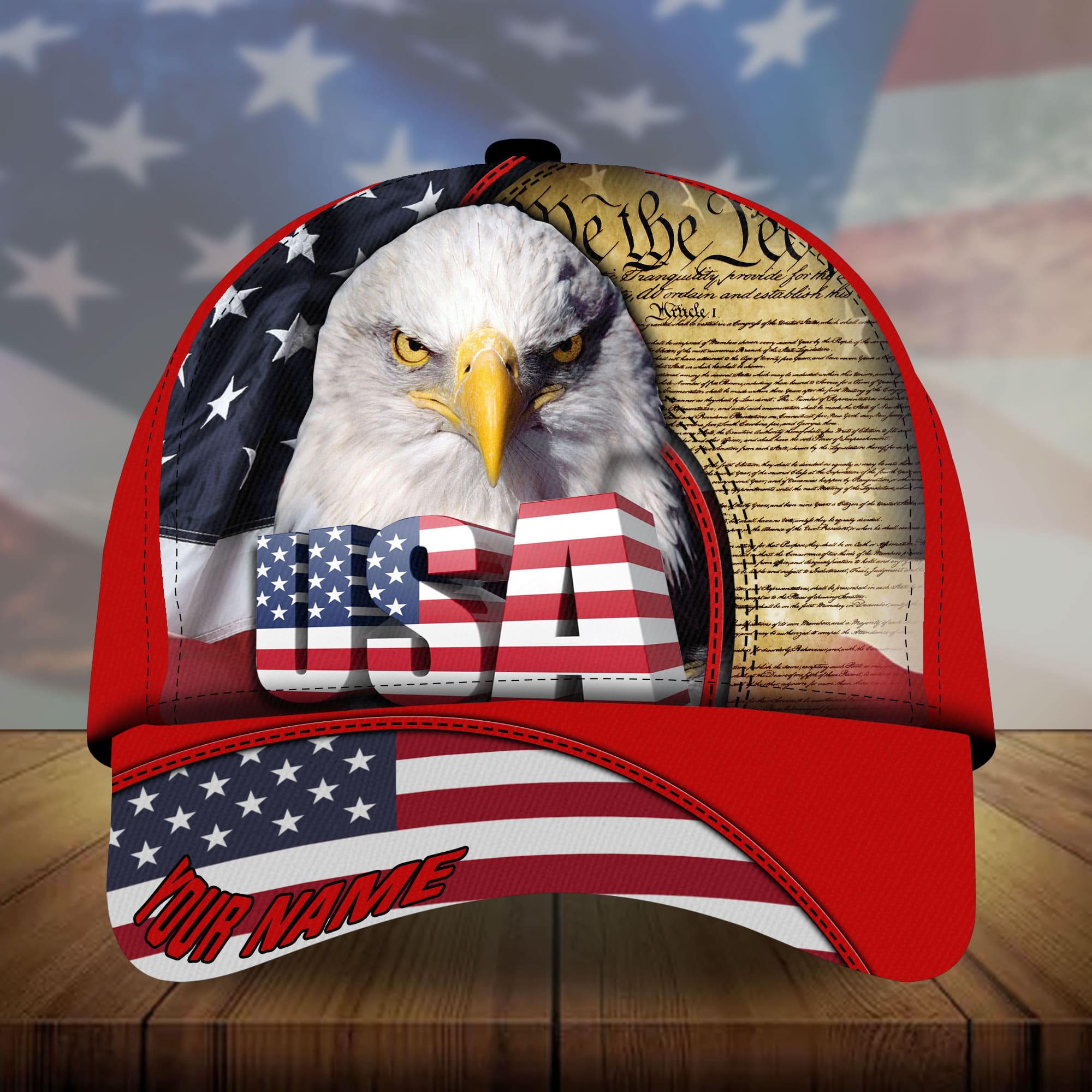 Premium USA - Eagle Patriotism 3D Hats Multicolor Personalized Trucker Hats Custom Hats Gifts For Men & Women