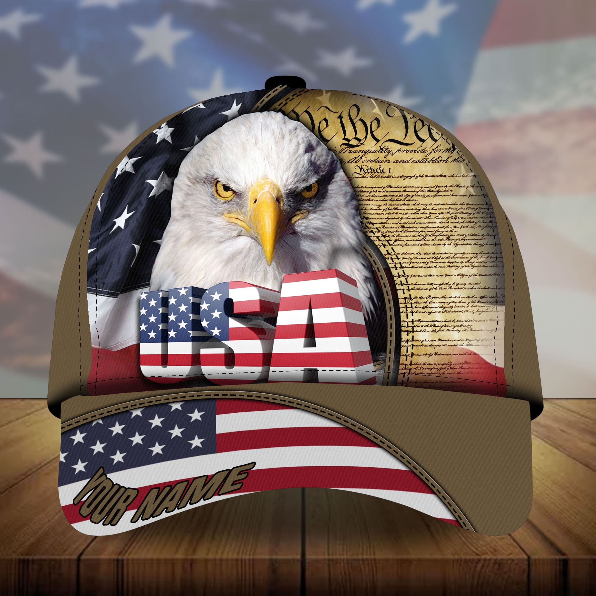 Premium USA - Eagle Patriotism 3D Hats Multicolor Personalized Trucker Hats Custom Hats Gifts For Men & Women