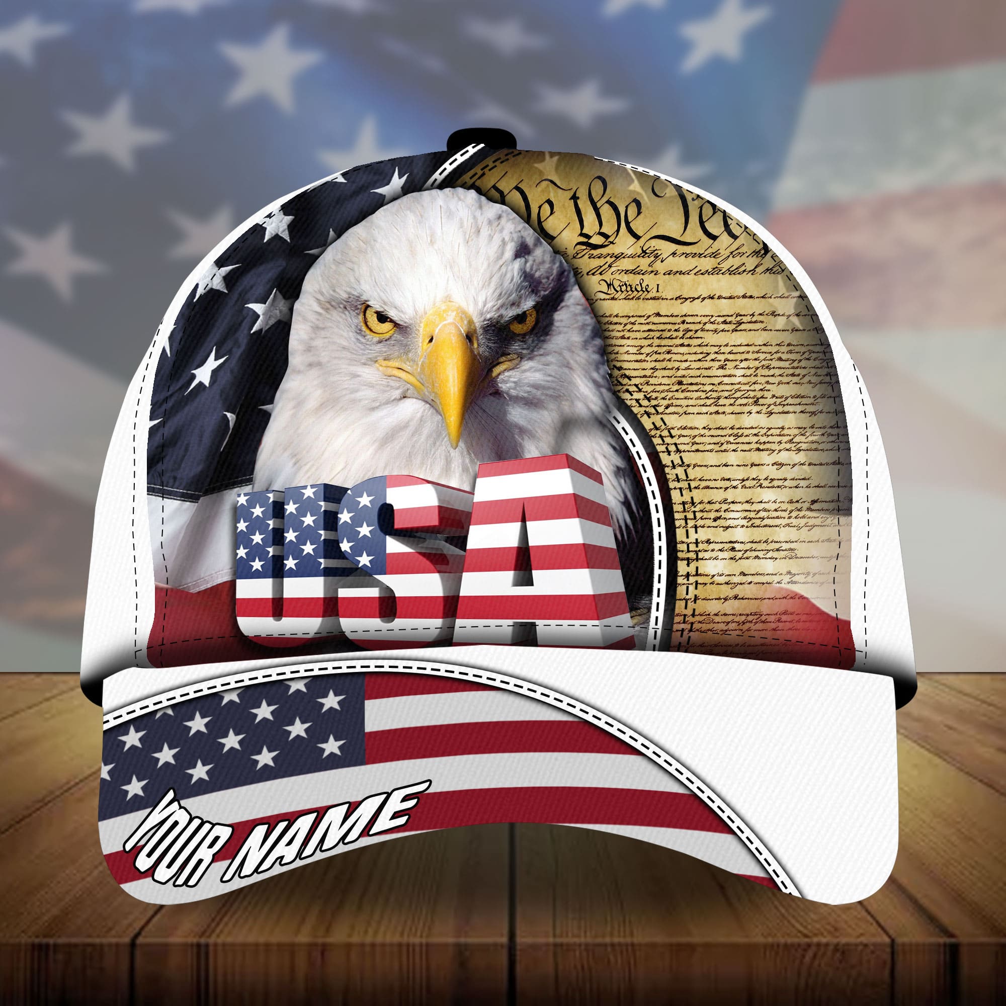 Premium USA - Eagle Patriotism 3D Hats Multicolor Personalized Trucker Hats Custom Hats Gifts For Men & Women