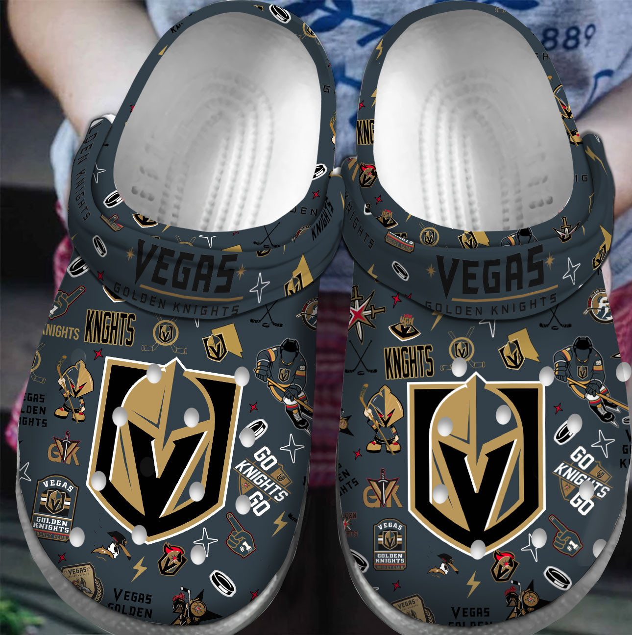Premium Vegas Golden Knights NHL Sport Crocs Crocband Clogs Shoes For Men Women and Kids