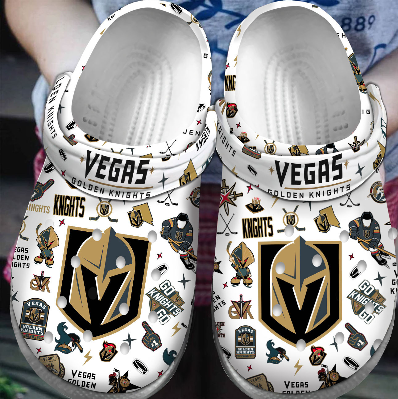Premium Vegas Golden Knights NHL Sport Crocs Crocband Clogs Shoes For Men Women and Kids