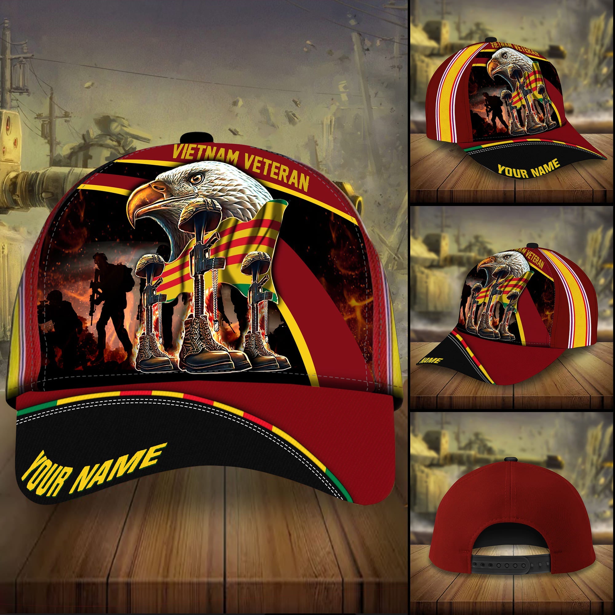 Premium Vietnam Veteran Day, Eagle Vietnam Veteran Classic Hats Personalized Trucker Hats Custom Hats Gifts For Men & Women